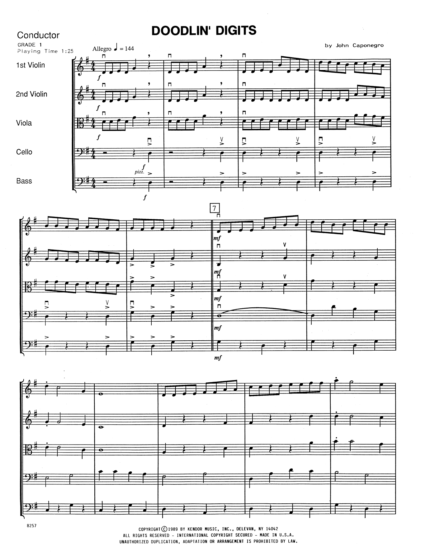 Doodlin' Digits - Full Score (Orchestra) von John Caponegro