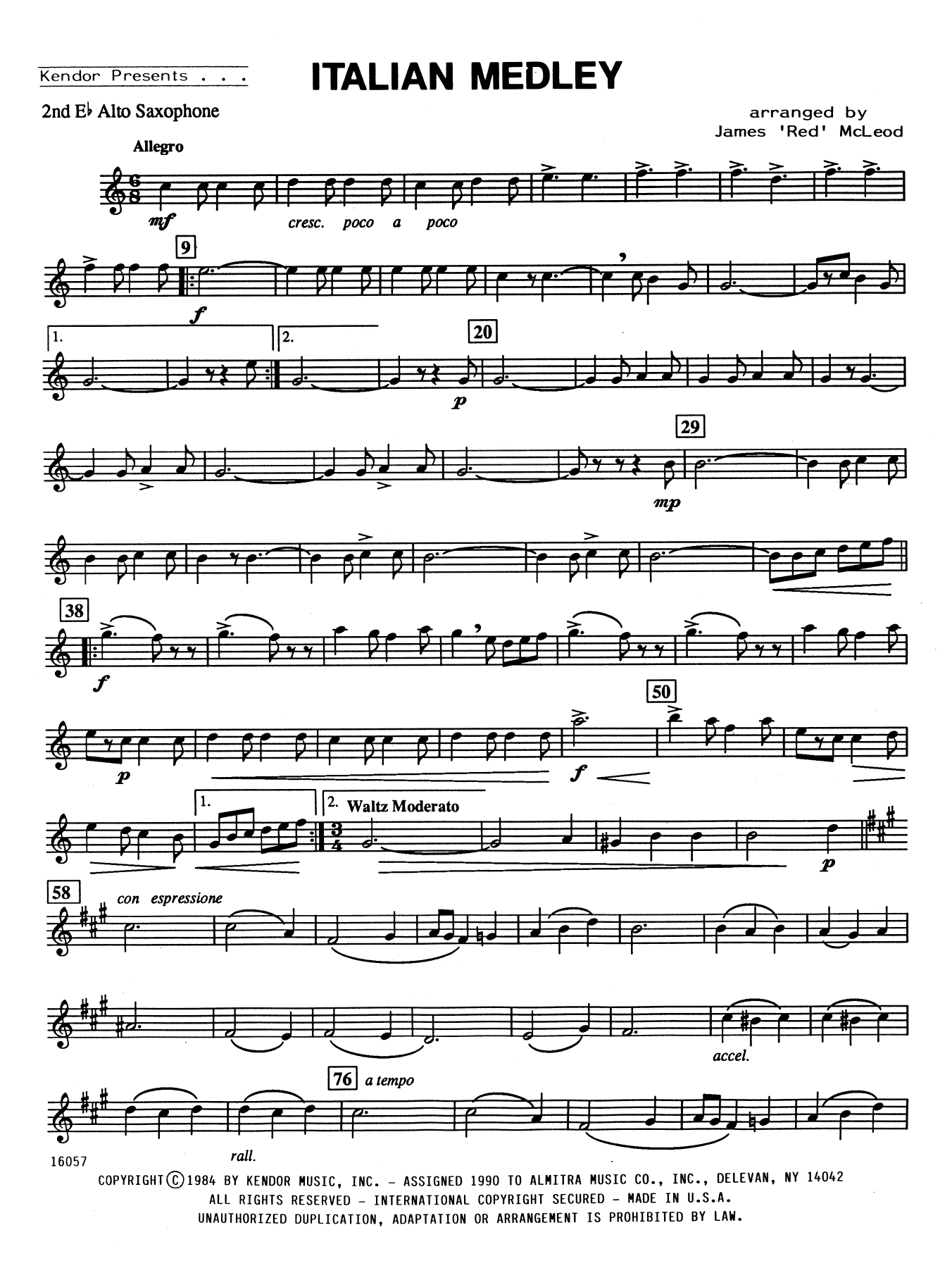 Italian Medley - 2nd Eb Alto Saxophone (Woodwind Ensemble) von James 'Red' McLeod