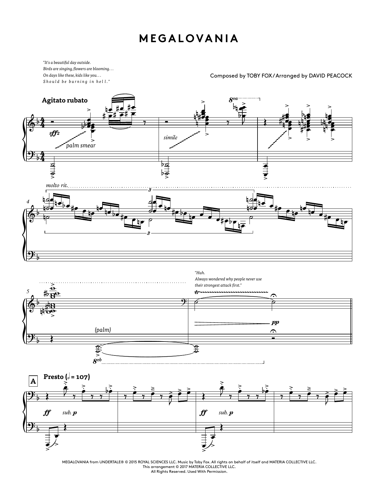 Megalovania (from Undertale Piano Collections) (arr. David Peacock) (Piano Solo) von Toby Fox