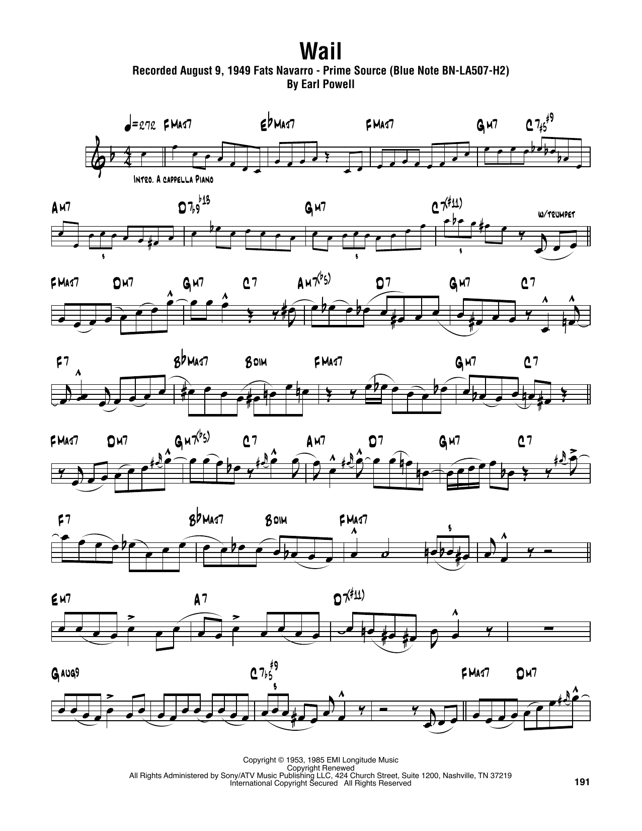 Wail (Tenor Sax Transcription) von Sonny Rollins