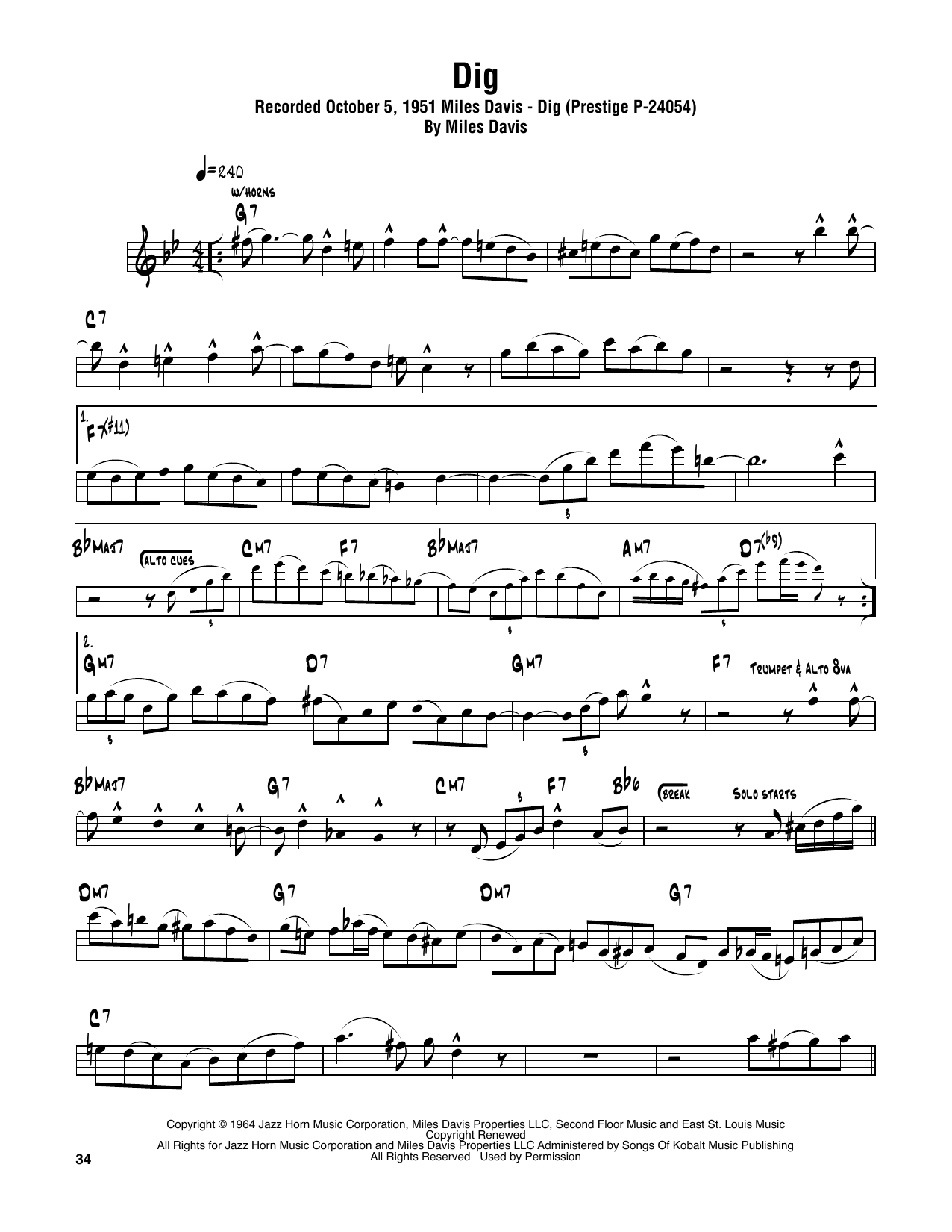 Dig (Tenor Sax Transcription) von Sonny Rollins