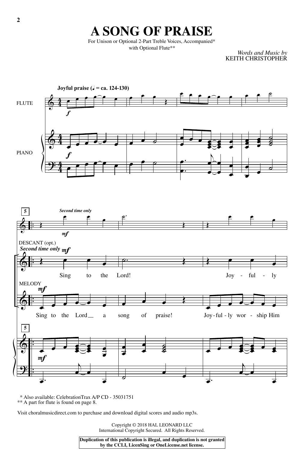 A Song Of Praise (2-Part Choir) von Keith Christopher