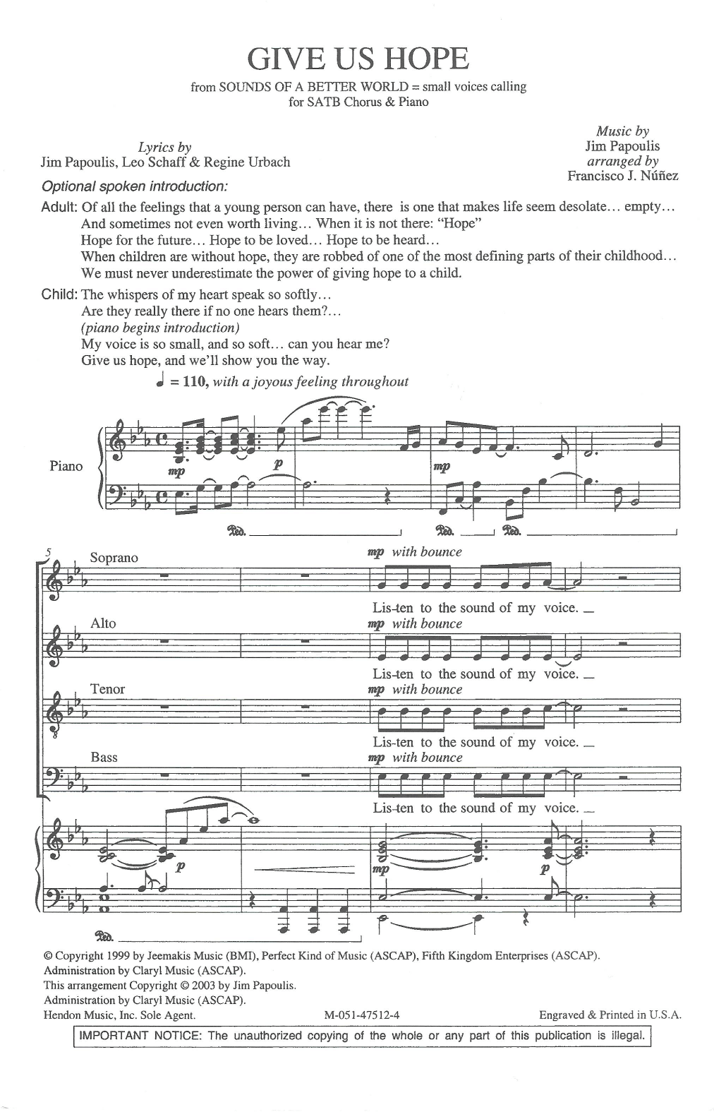 Give Us Hope (SATB Choir) von Jim Papoulis