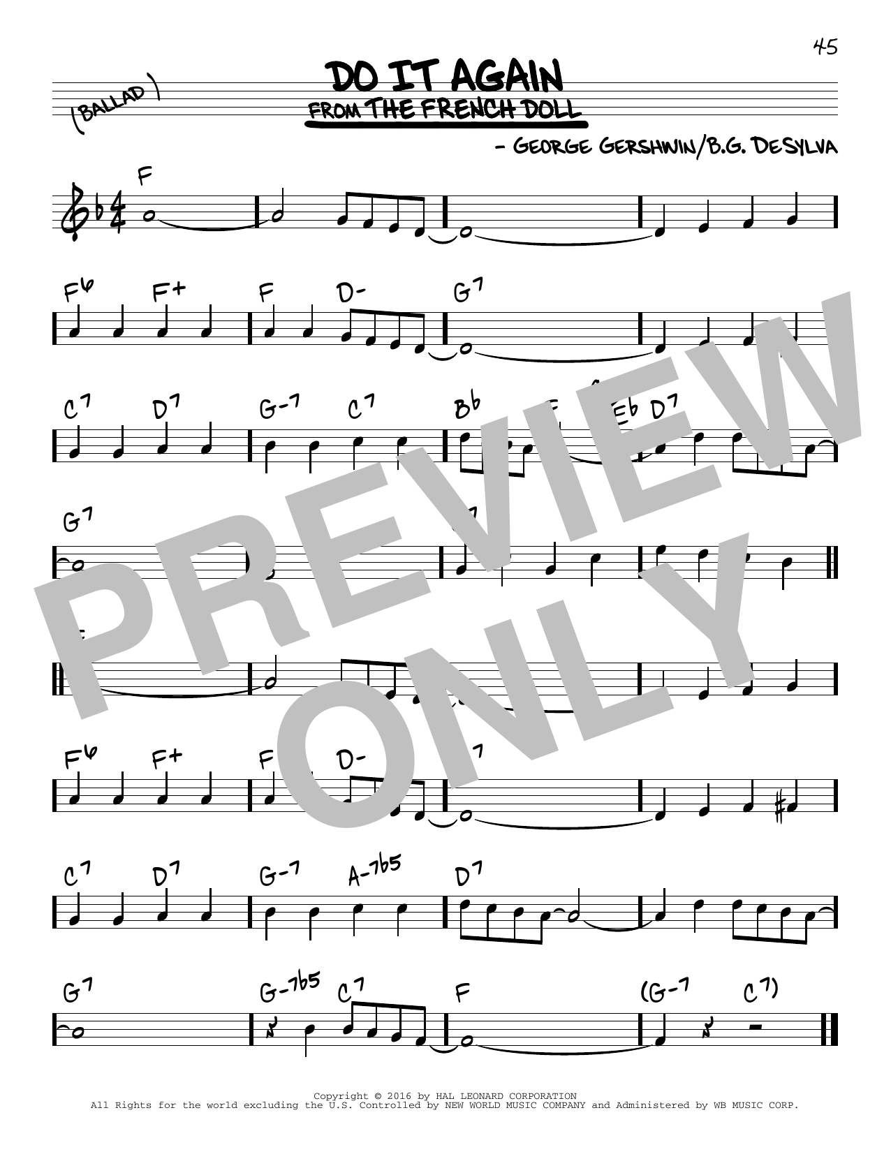 Do It Again (Real Book  Melody & Chords) von George Gershwin