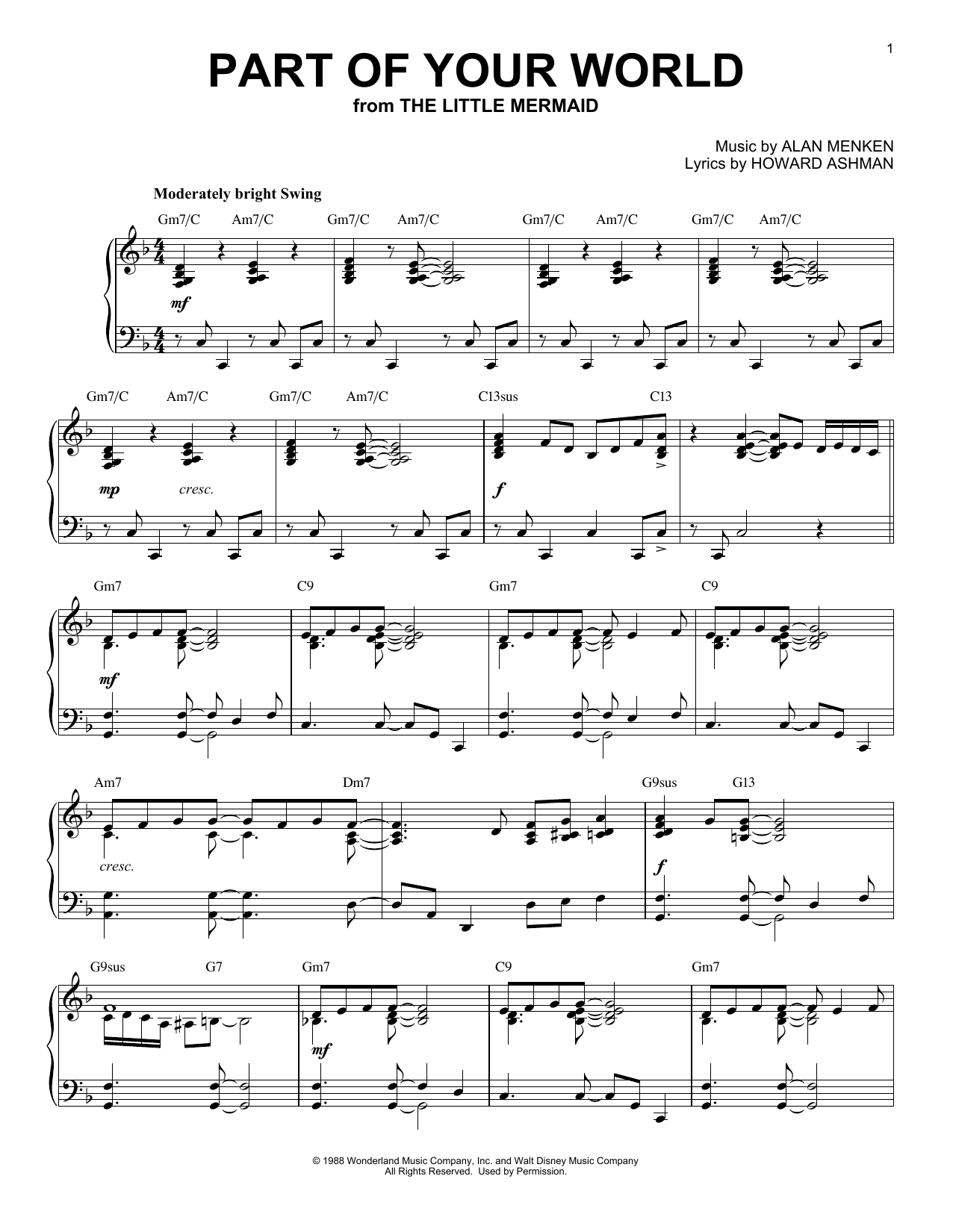 Part Of Your World [Jazz version] (from The Little Mermaid) (Piano Solo) von Alan Menken & Howard Ashman