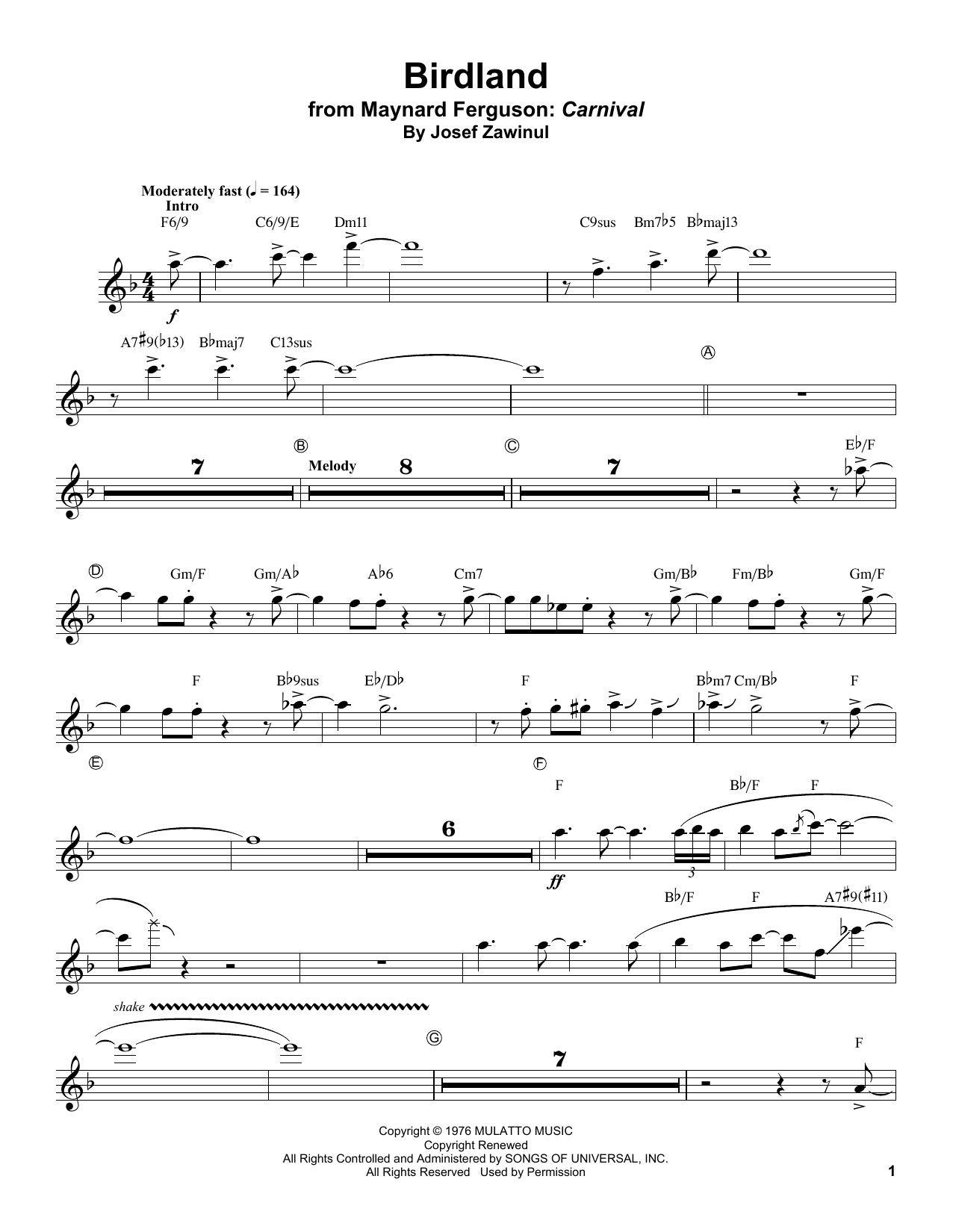 Birdland (Trumpet Transcription) von Maynard Ferguson