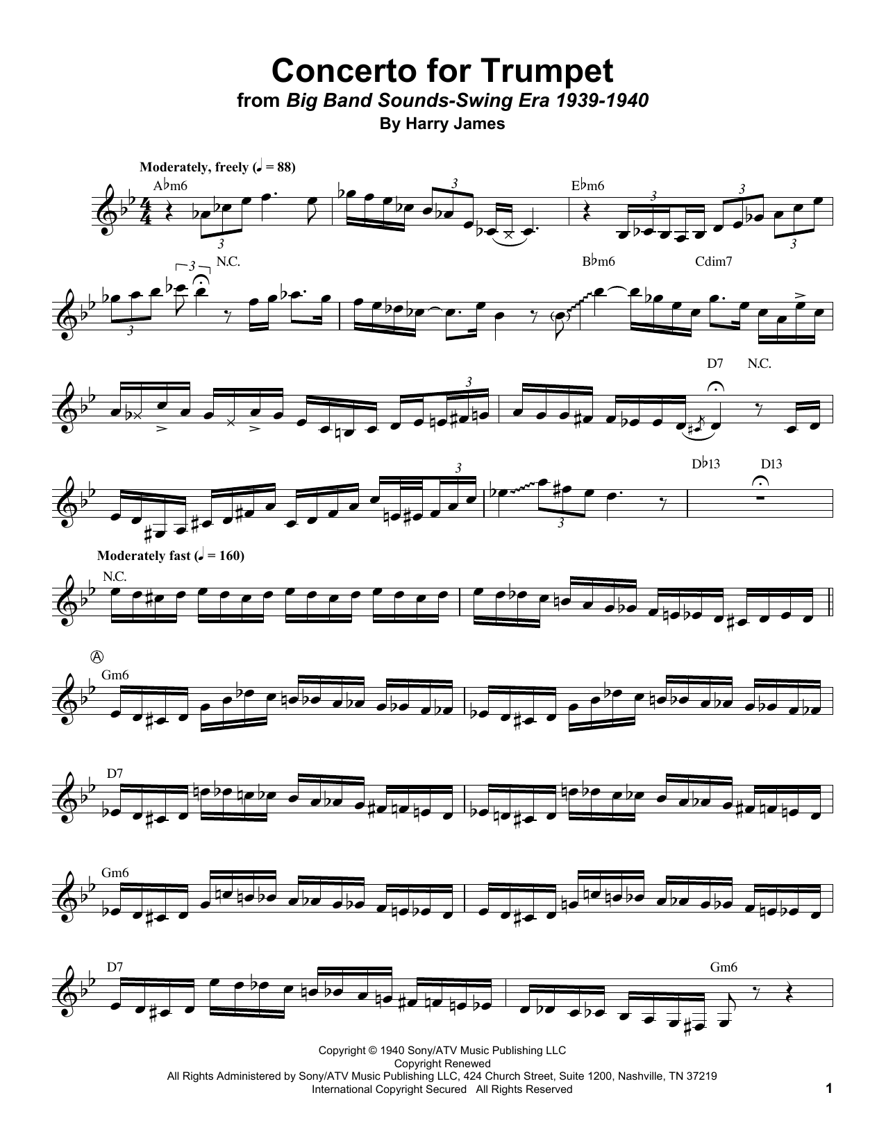 Concerto For Trumpet (Trumpet Transcription) von Harry James