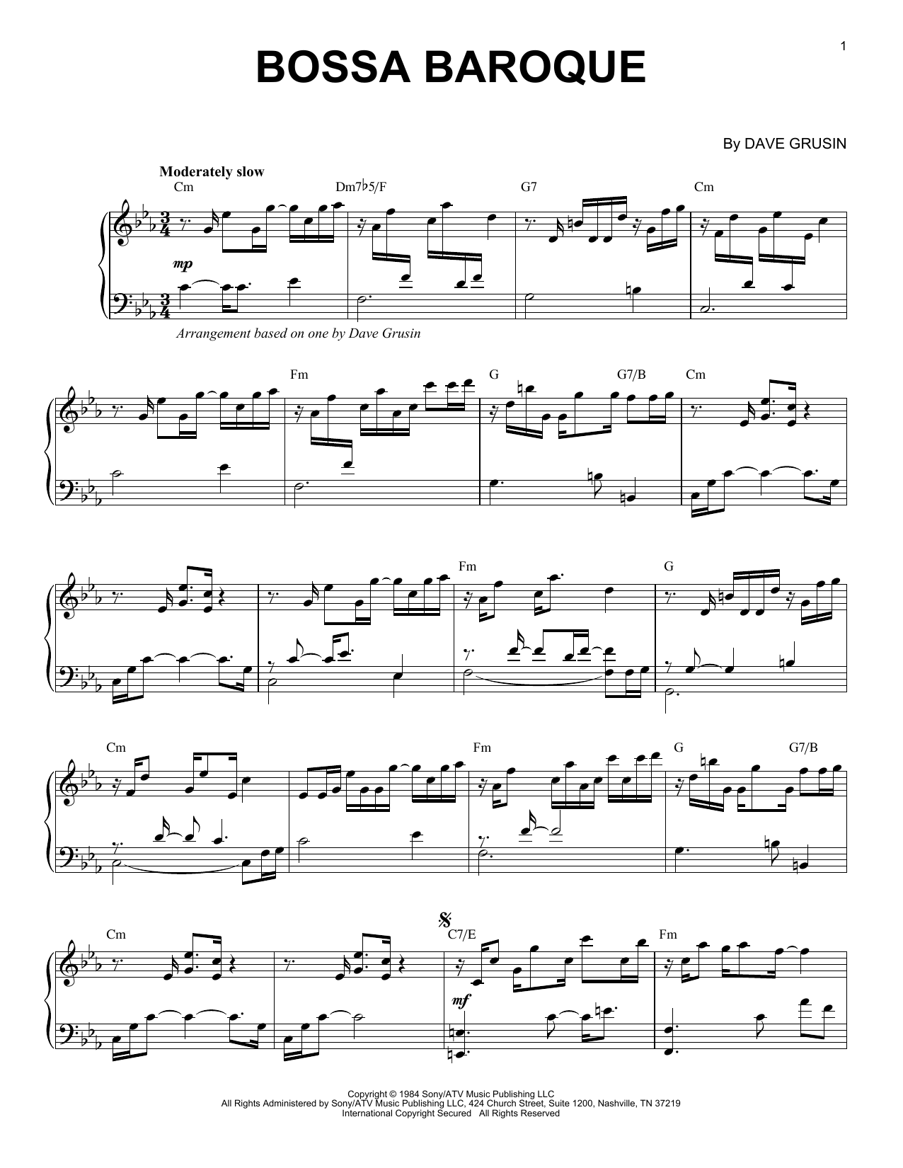 Bossa Baroque (Piano Solo) von Dave Grusin