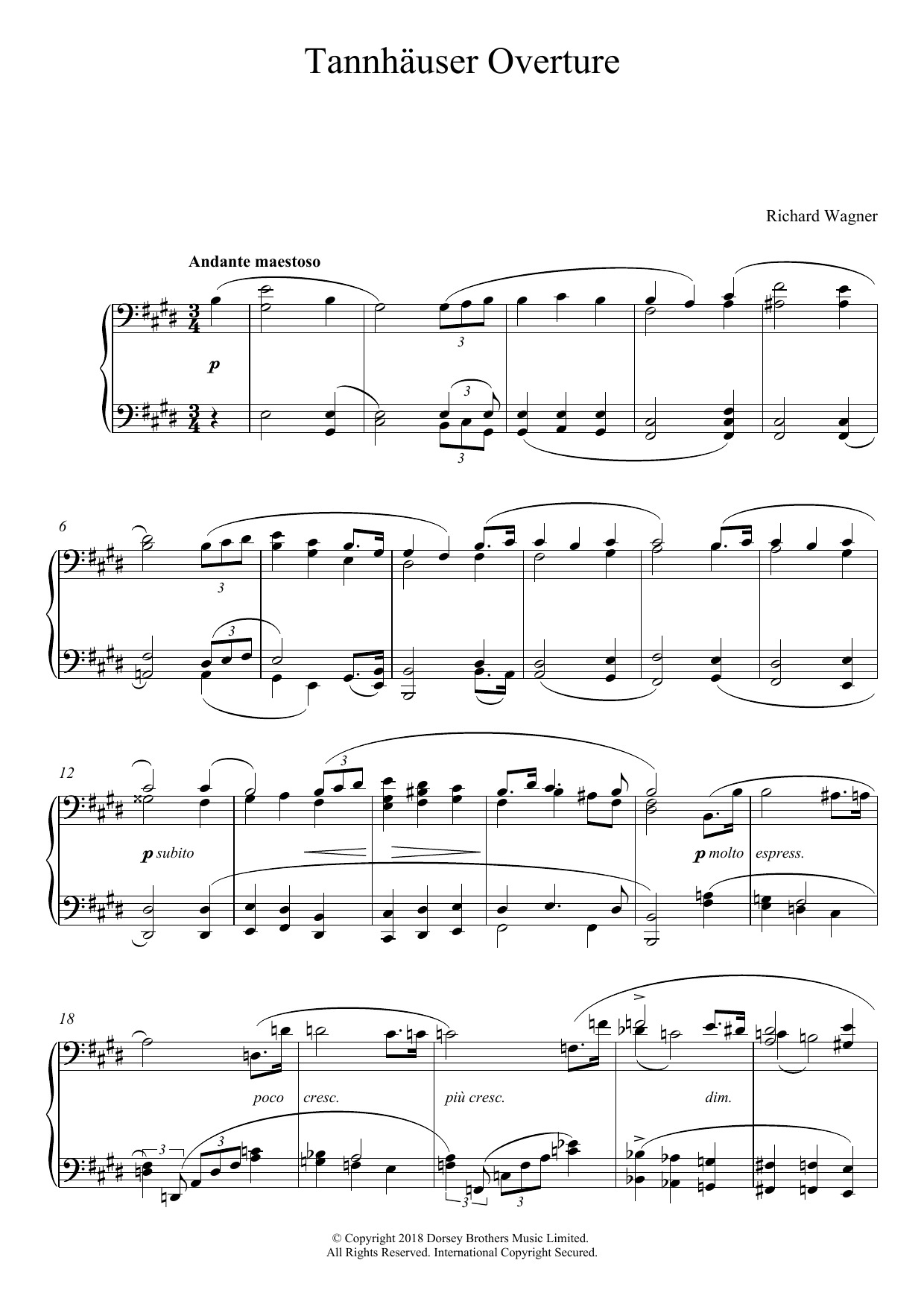 Tannhauser Overture (Piano Solo) von Richard Wagner