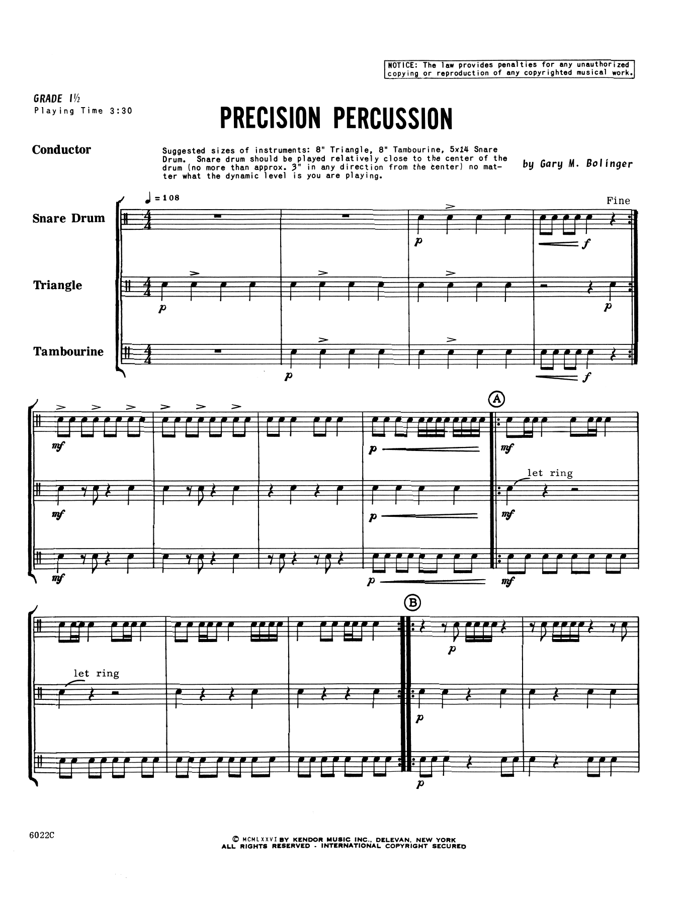 Precision Percussion - Full Score (Percussion Ensemble) von Gary M. Bolinger
