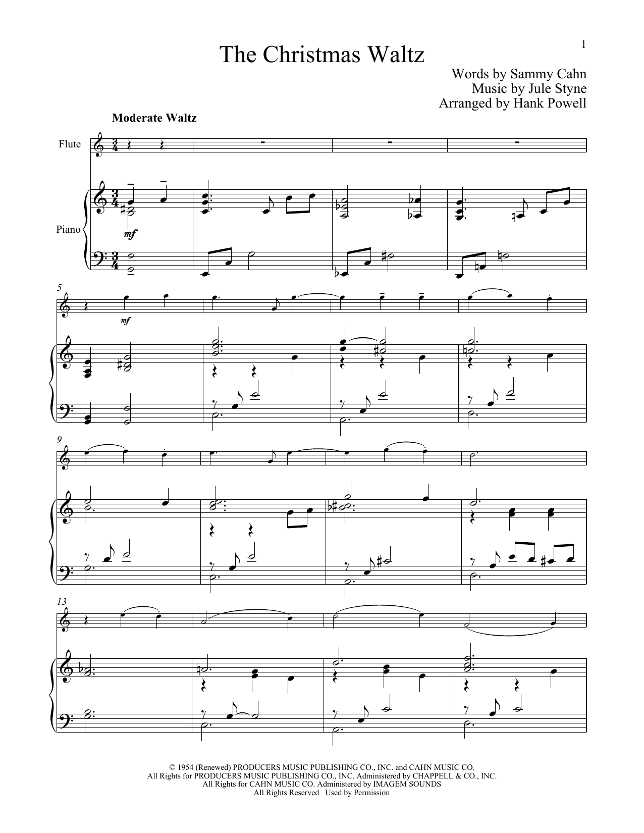 The Christmas Waltz (Flute and Piano) von Sammy Cahn