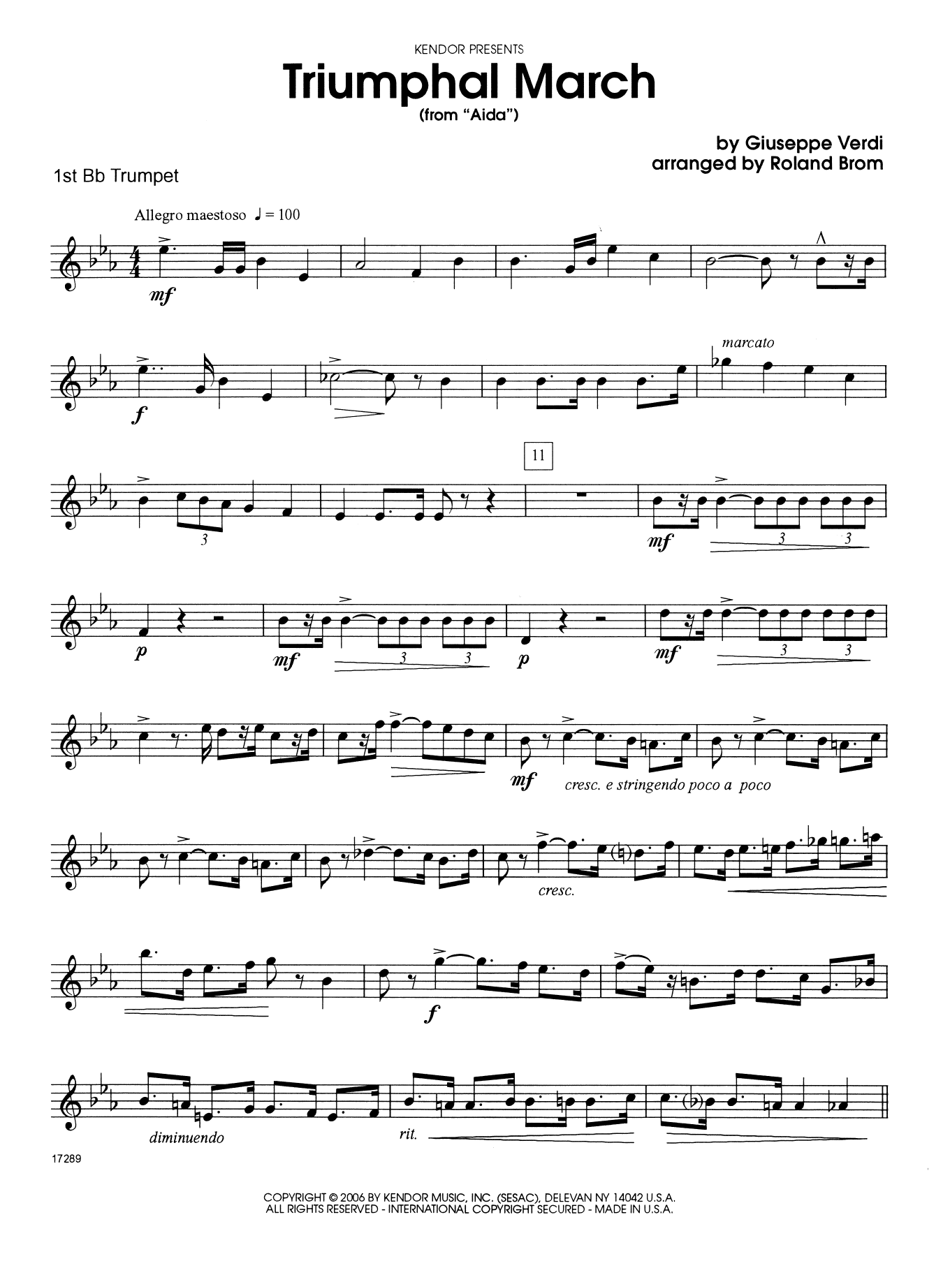 Triumphal March (from Aida) - 1st Bb Trumpet (Brass Ensemble) von Roland Brom