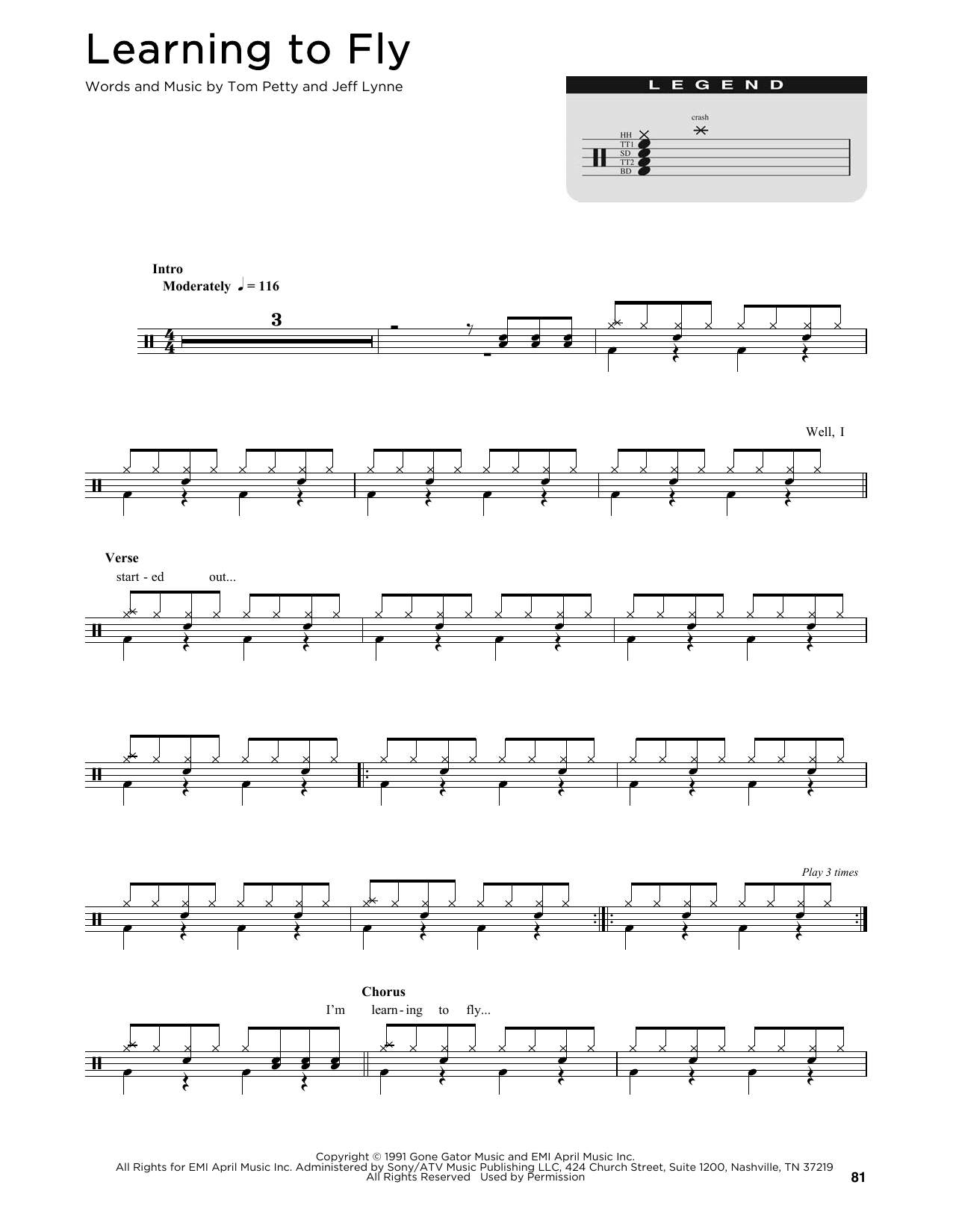 Learning To Fly (Drum Chart) von Tom Petty