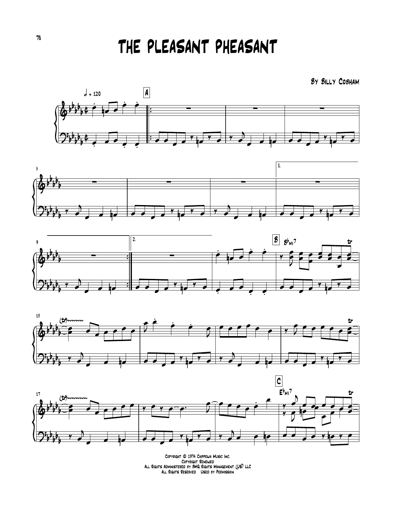 The Pleasant Pheasant (Piano Transcription) von Billy Cobham