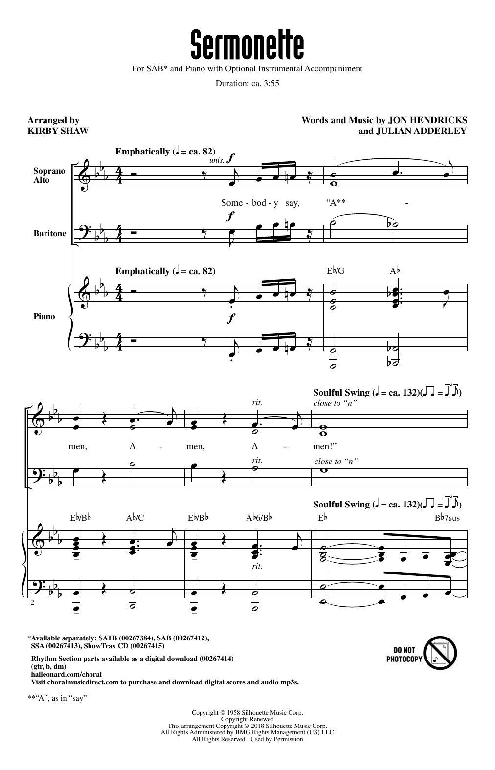 Sermonette (SAB Choir) von Kirby Shaw