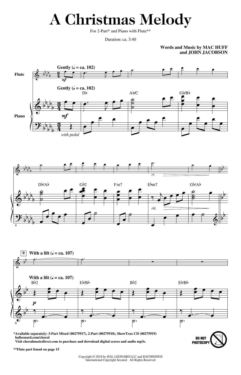A Christmas Melody (2-Part Choir) von John Jacobson, Mac Huff