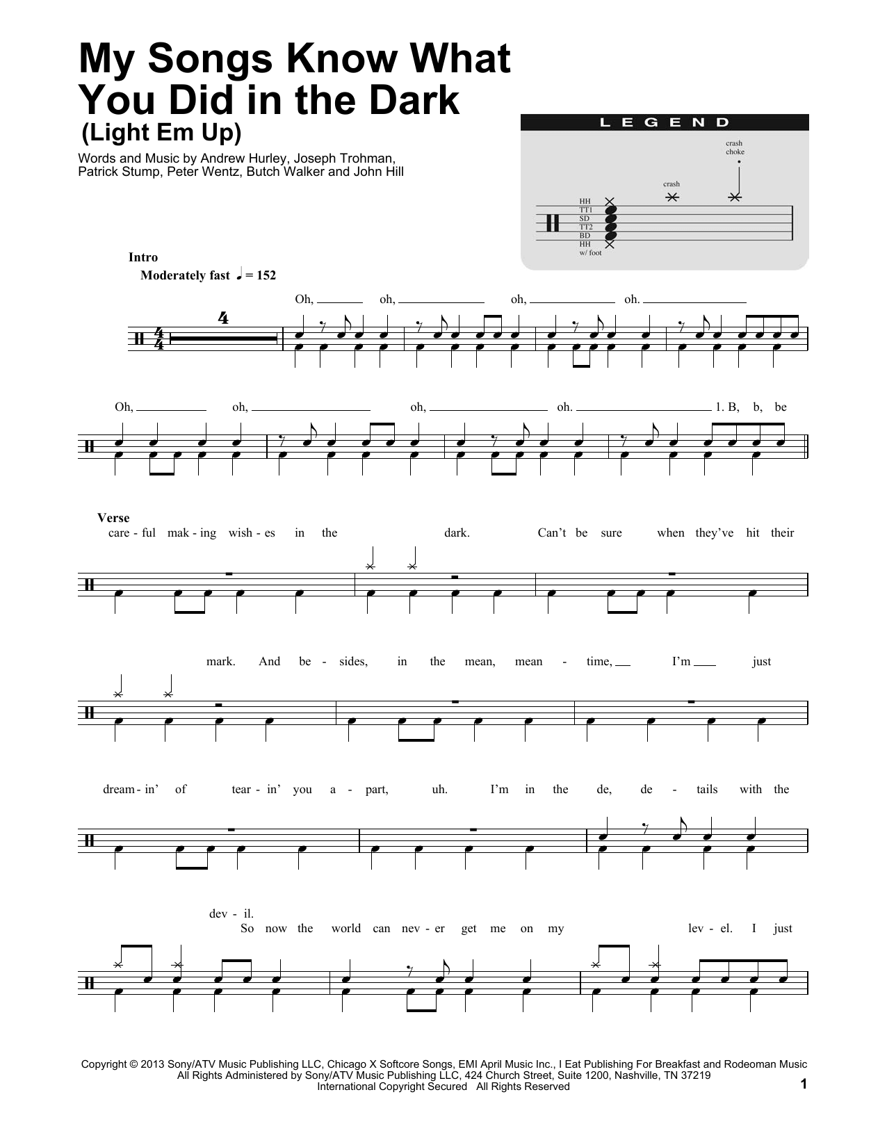 My Songs Know What You Did In The Dark (Light Em Up) (Drums Transcription) von Fall Out Boy