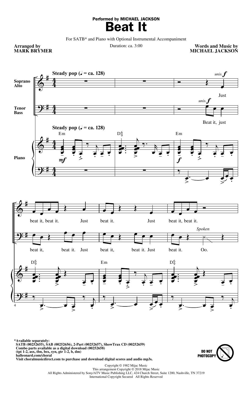 Beat It (SATB Choir) von Mark Brymer