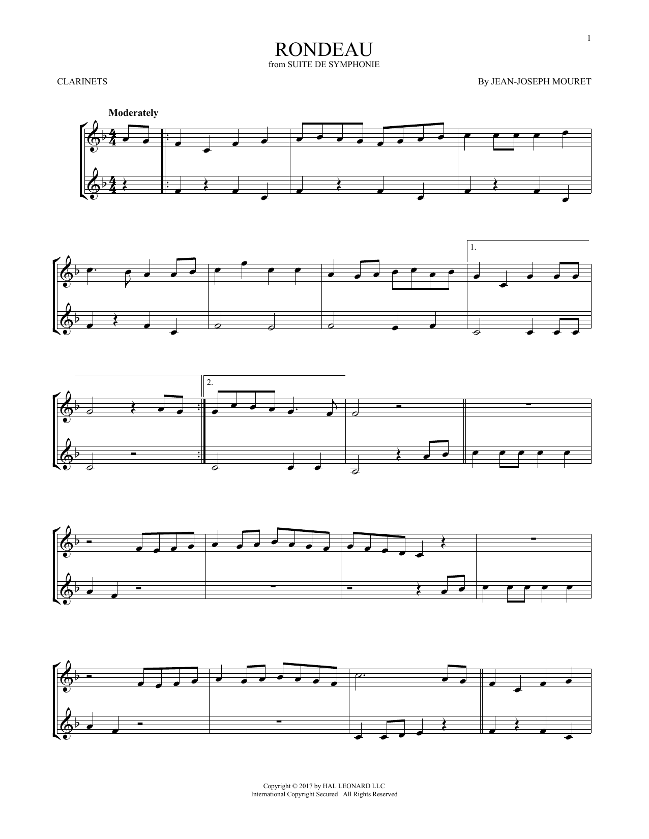 Fanfare Rondeau (Clarinet Duet) von Jean-Joseph Mouret