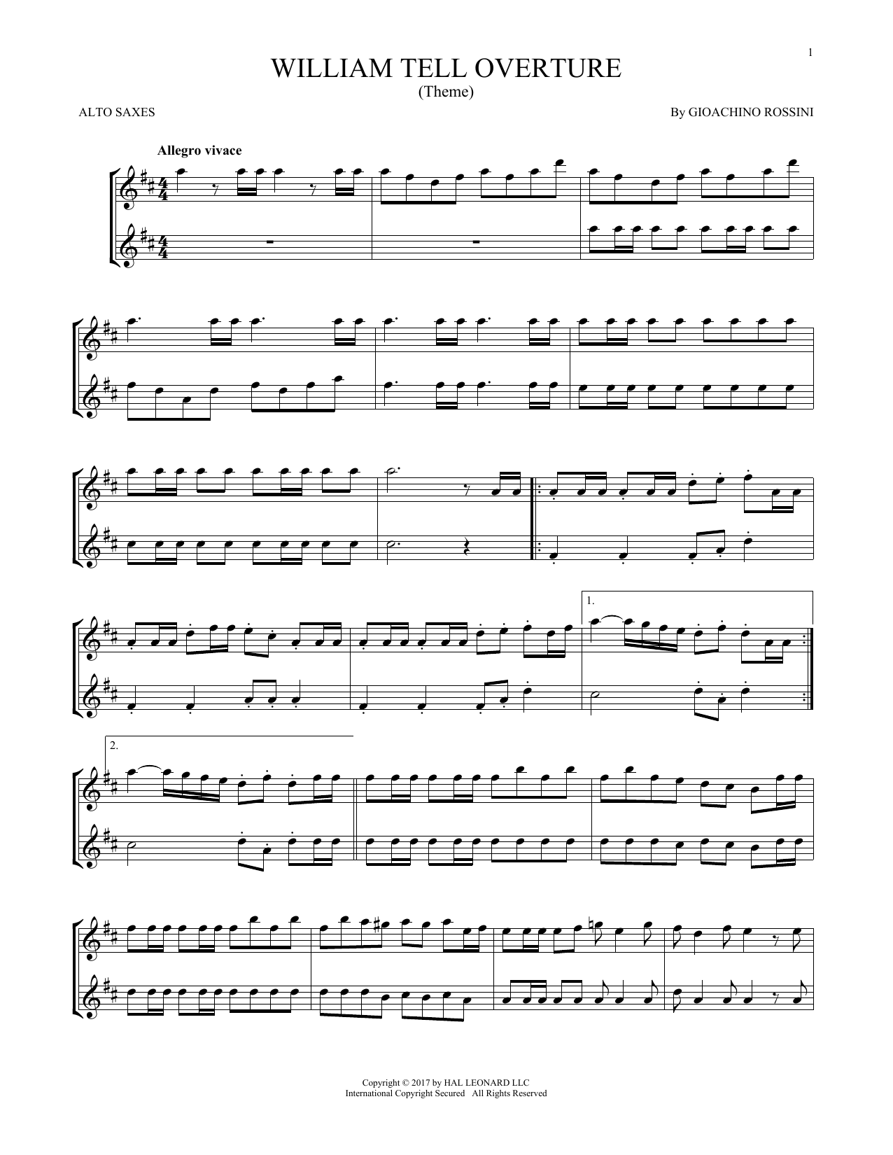 William Tell Overture (Alto Sax Duet) von G. Rossini