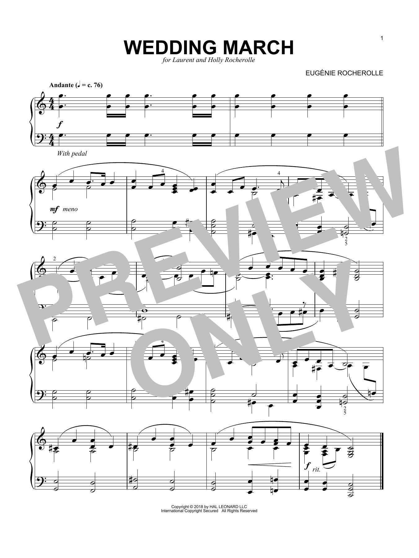 Wedding March (Piano Solo) von Eugnie Rocherolle