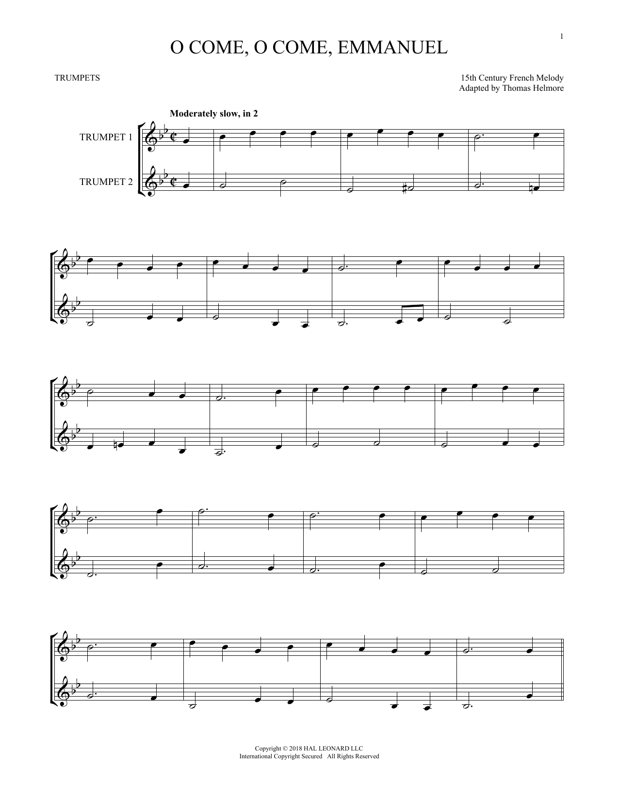 O Come, O Come, Emmanuel (Trumpet Duet) von Traditional Latin Text