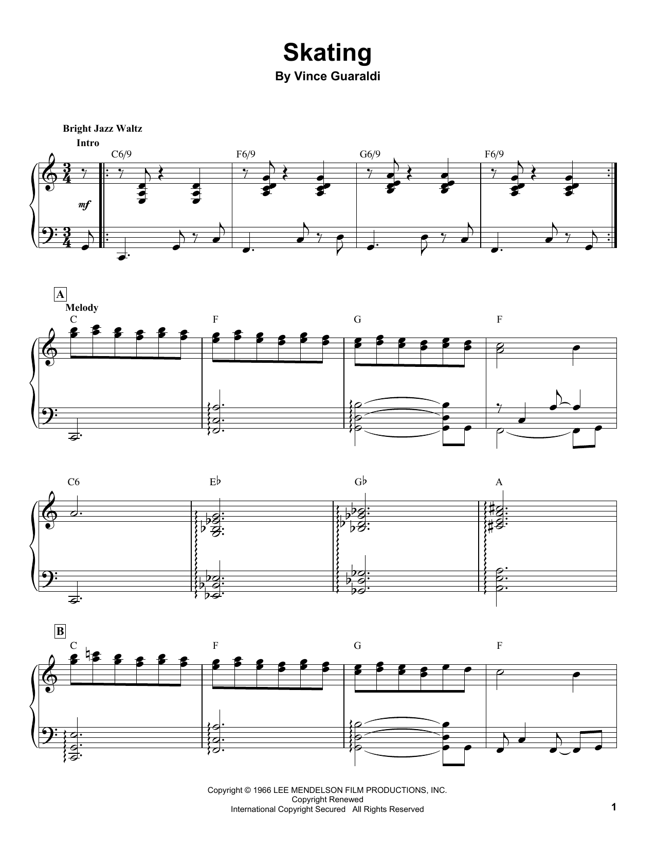 Skating (Piano Transcription) von Vince Guaraldi