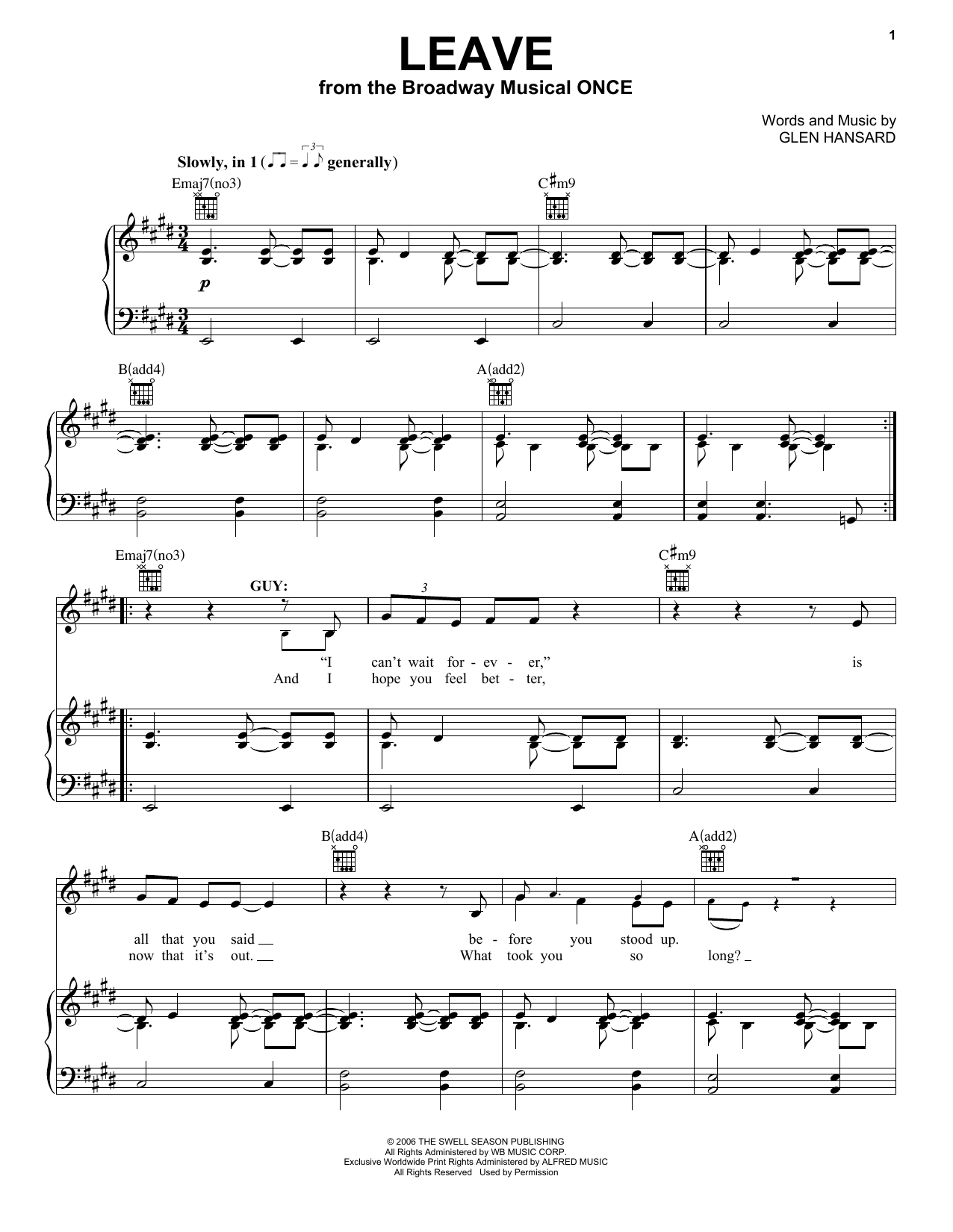 Leave (Vocal Pro + Piano/Guitar) von Glen Hansard