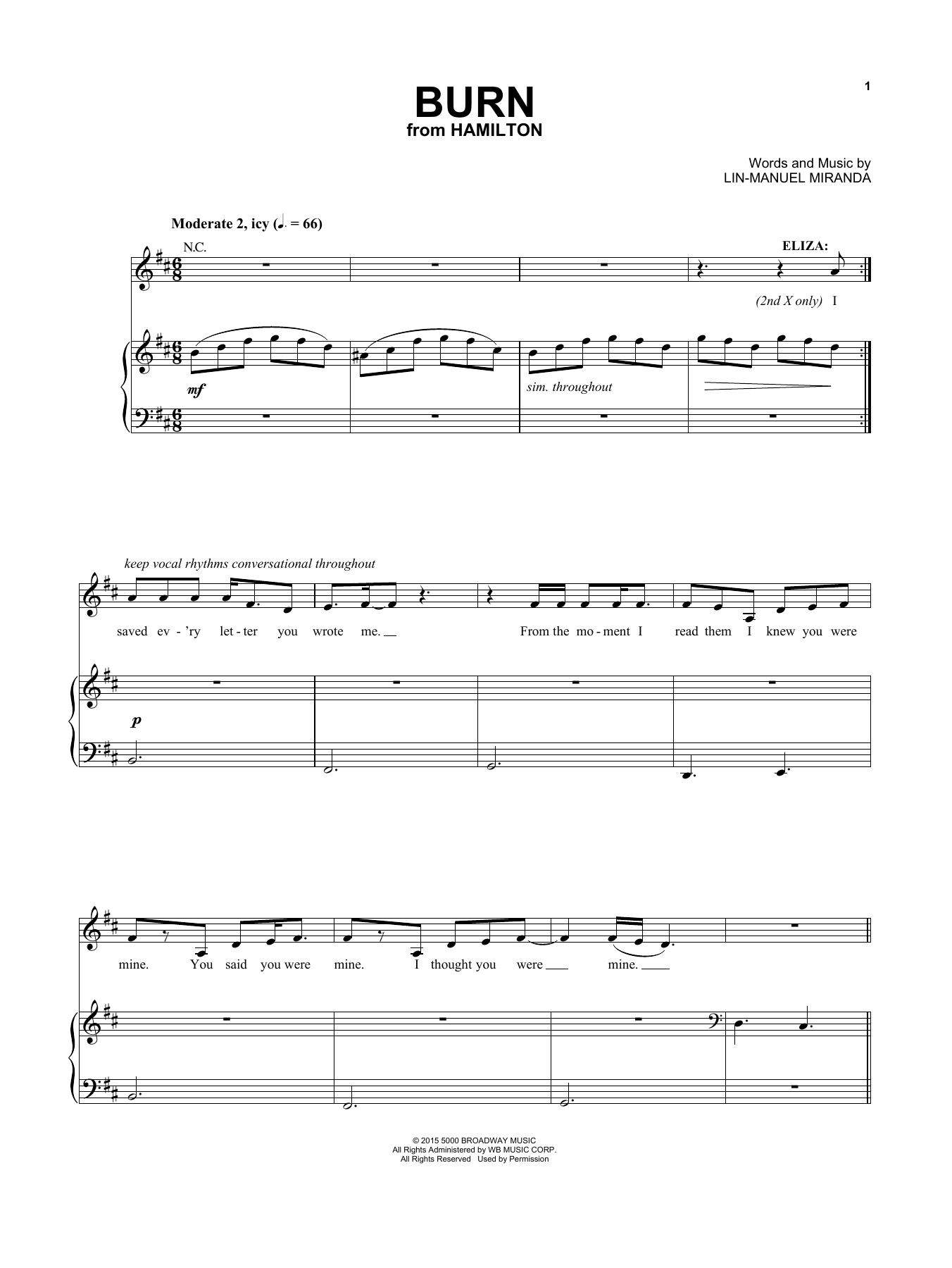 Burn (from Hamilton) (Vocal Pro + Piano/Guitar) von Lin-Manuel Miranda