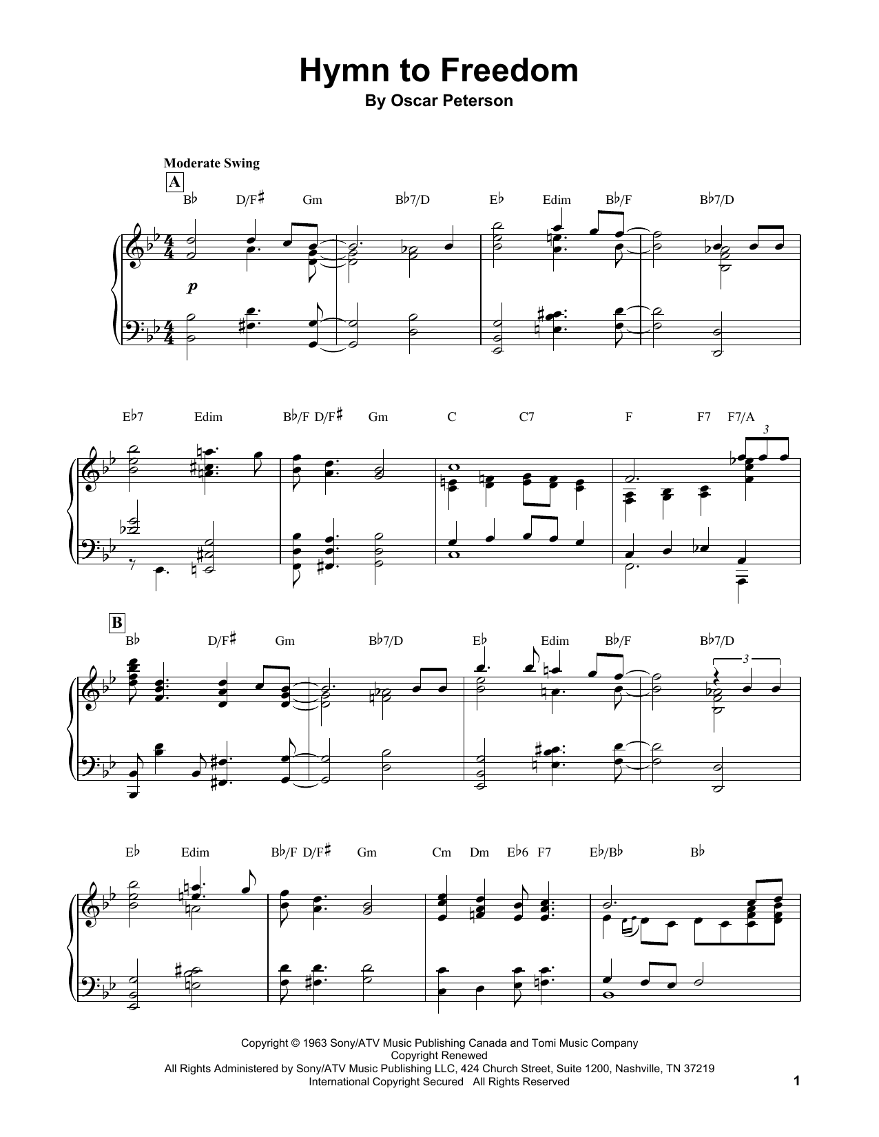 Hymn To Freedom (Piano Transcription) von Oscar Peterson