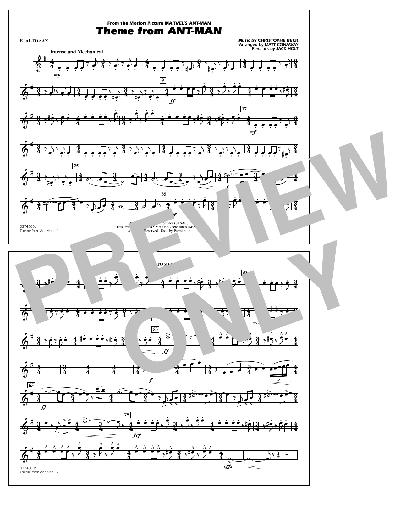 Theme from Ant-Man (Arr. Matt Conaway) - Eb Alto Sax (Marching Band) von Christophe Beck