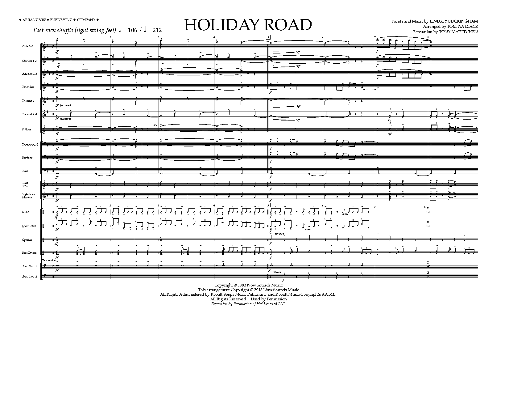 Holiday Road (from National Lampoon's Vacation) (arr. Tom Wallace) - Full Score (Marching Band) von Lindsey Buckingham