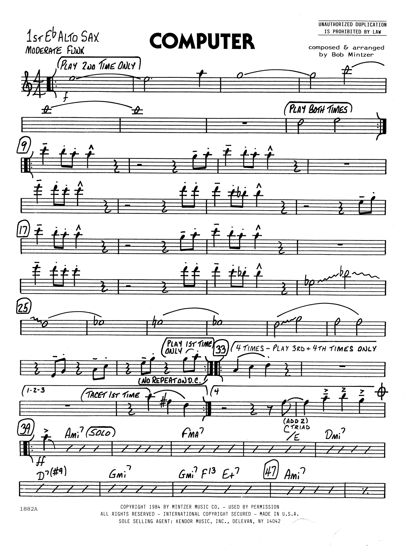 Computer - 1st Eb Alto Saxophone (Jazz Ensemble) von Bob Mintzer
