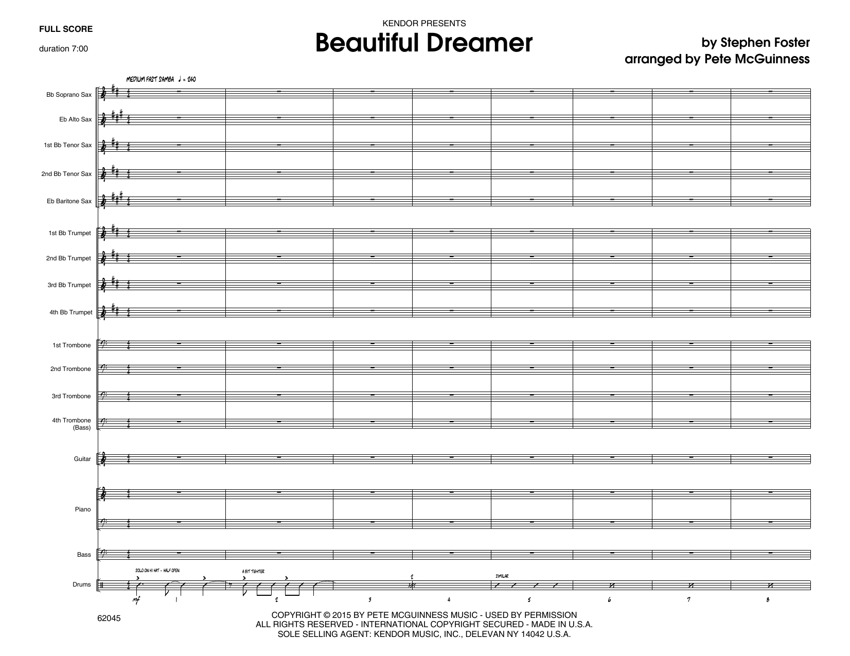 Beautiful Dreamer - Full Score (Jazz Ensemble) von Stephen Foster