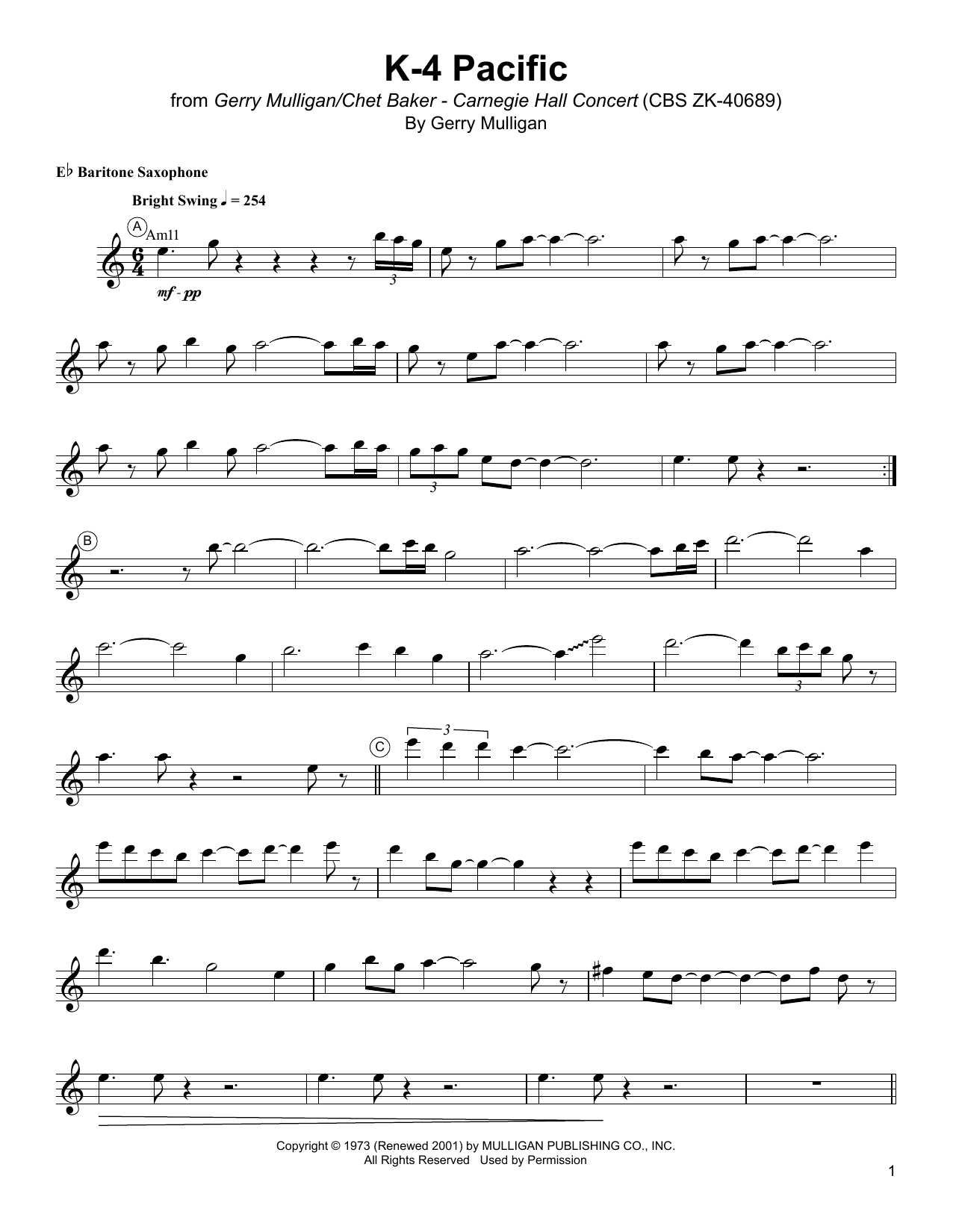 K-4 Pacific (Baritone Sax Transcription) von Gerry Mulligan