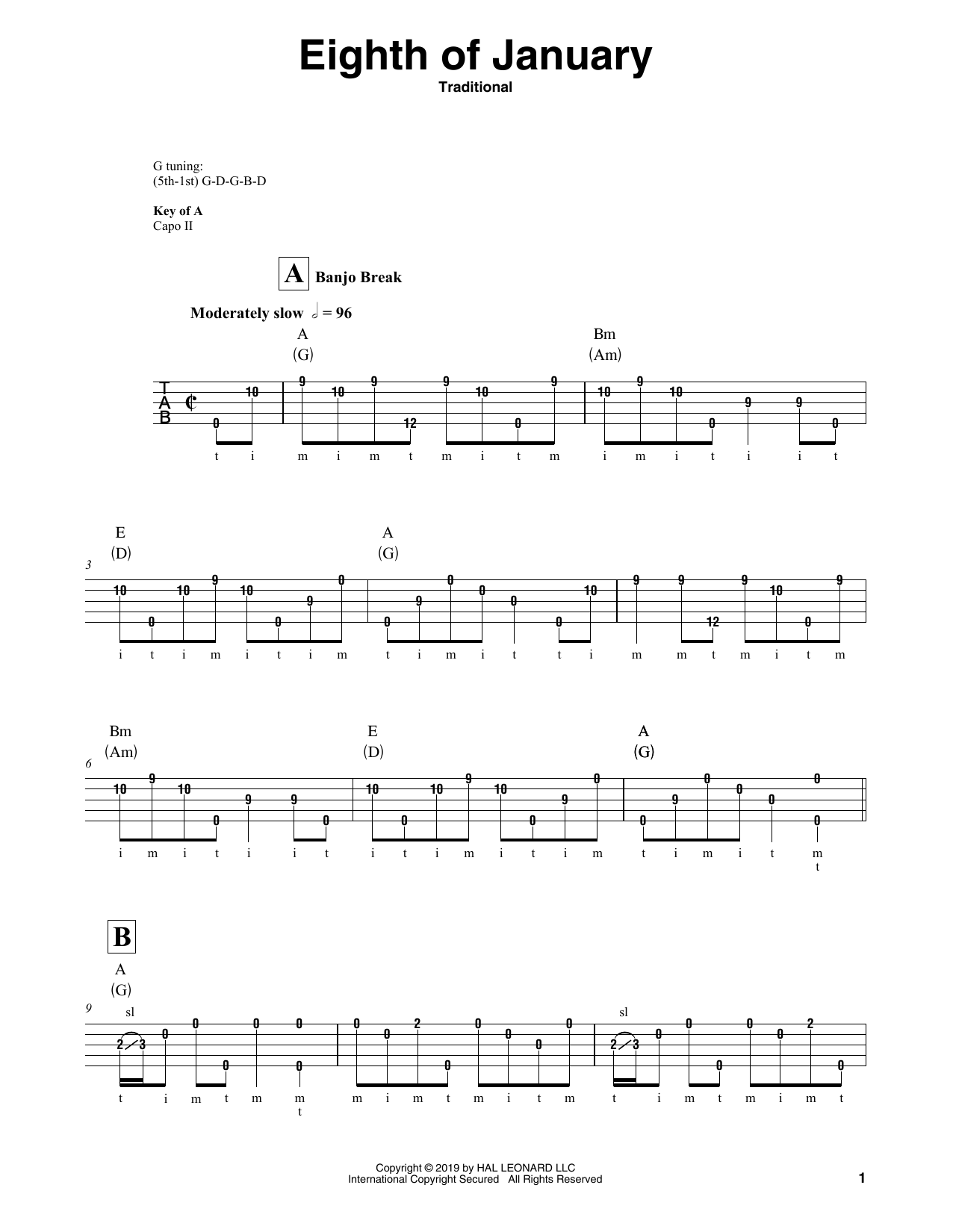 Eighth Of January (Banjo Tab) von Traditional