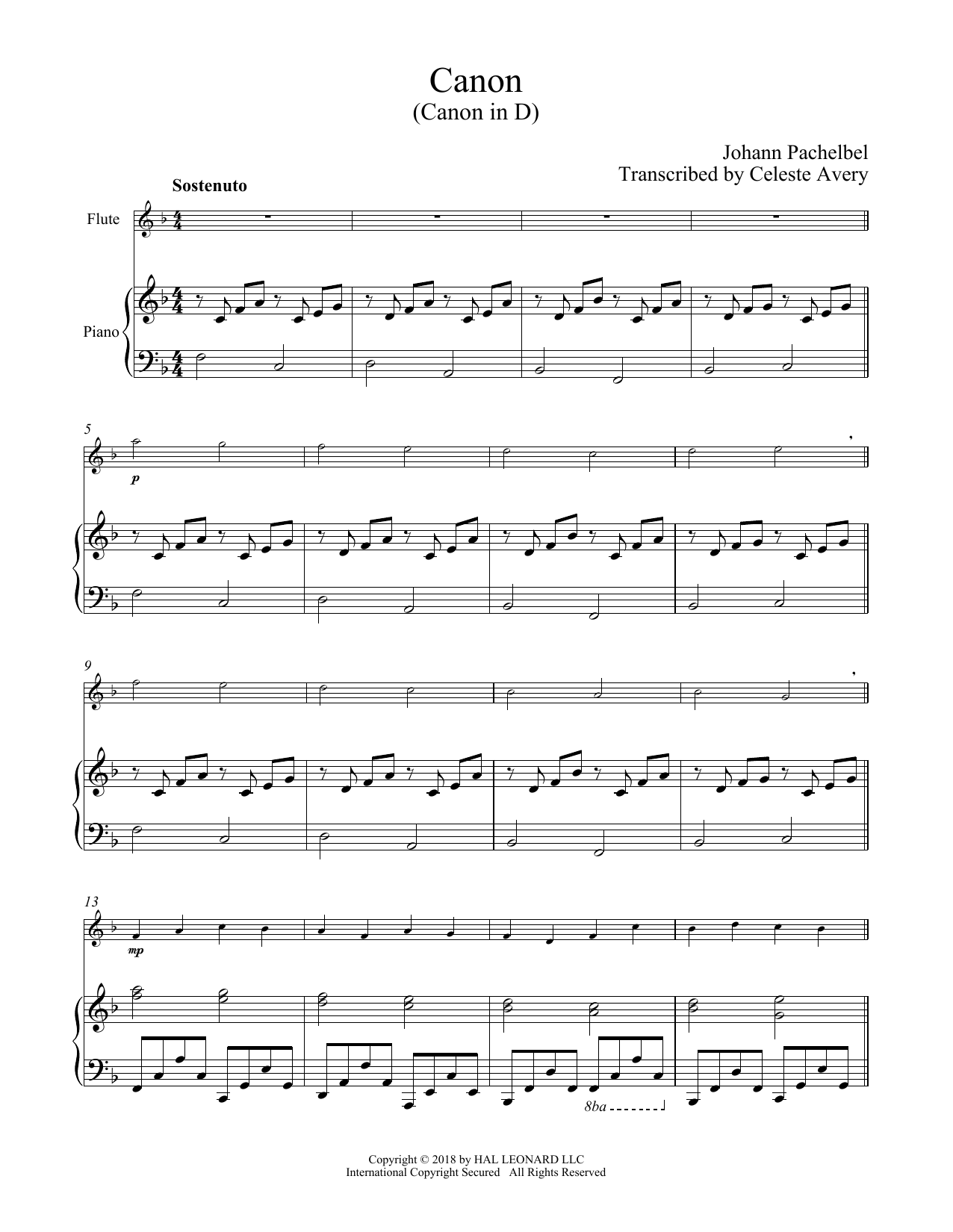 Canon In D (Flute and Piano) von Johann Pachelbel