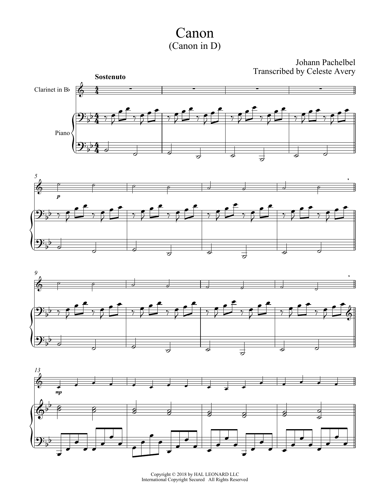 Canon In D (Clarinet and Piano) von Johann Pachelbel