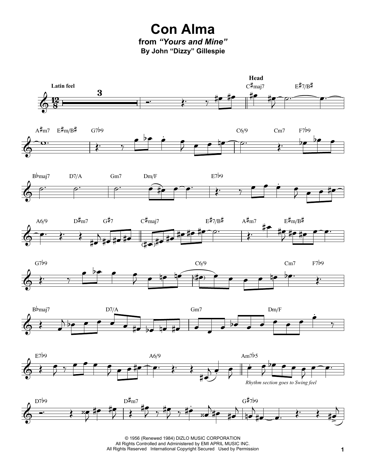 Con Alma (Alto Sax Transcription) von Stan Getz