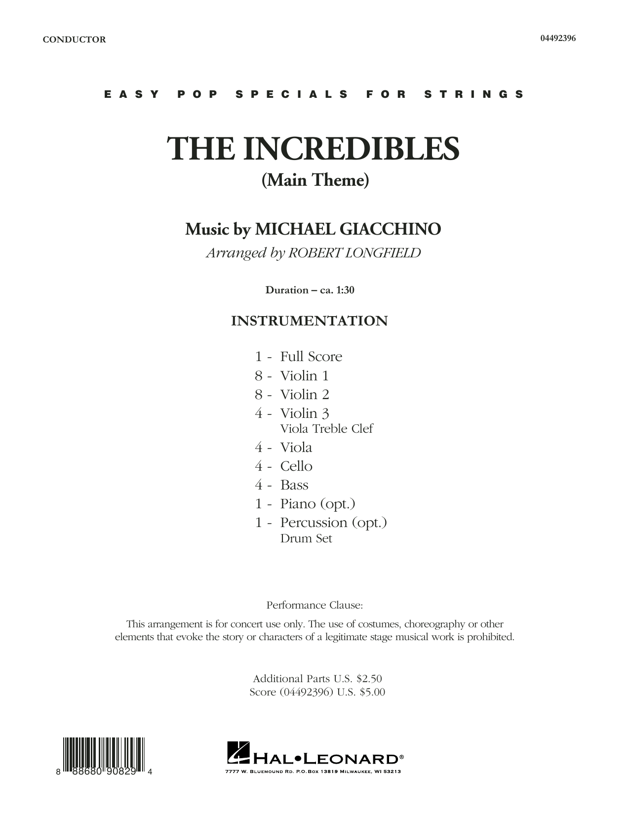 The Incredibles (Main Theme) (arr. Robert Longfield) - Conductor Score (Full Score) (Orchestra) von Michael Giacchino