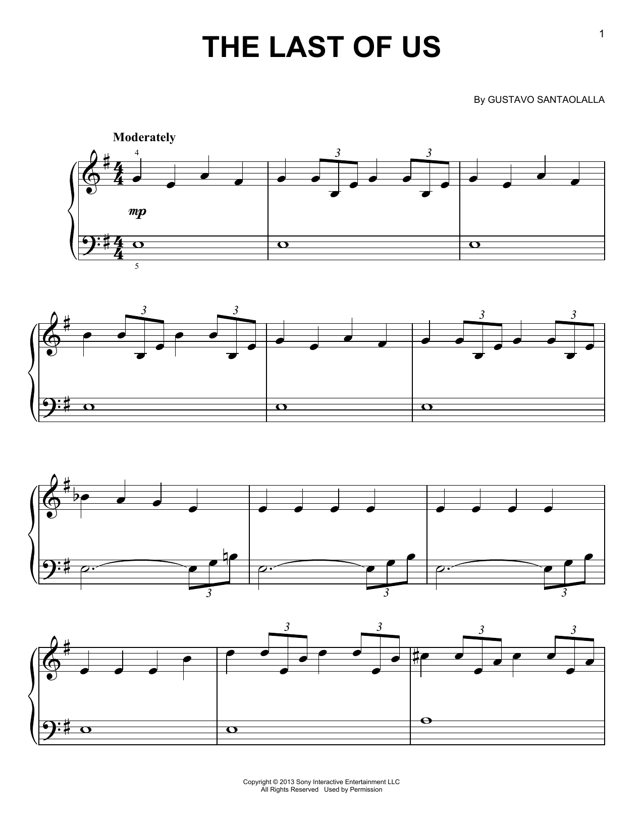 The Last Of Us (Easy Piano) von Gustavo Santaolalla
