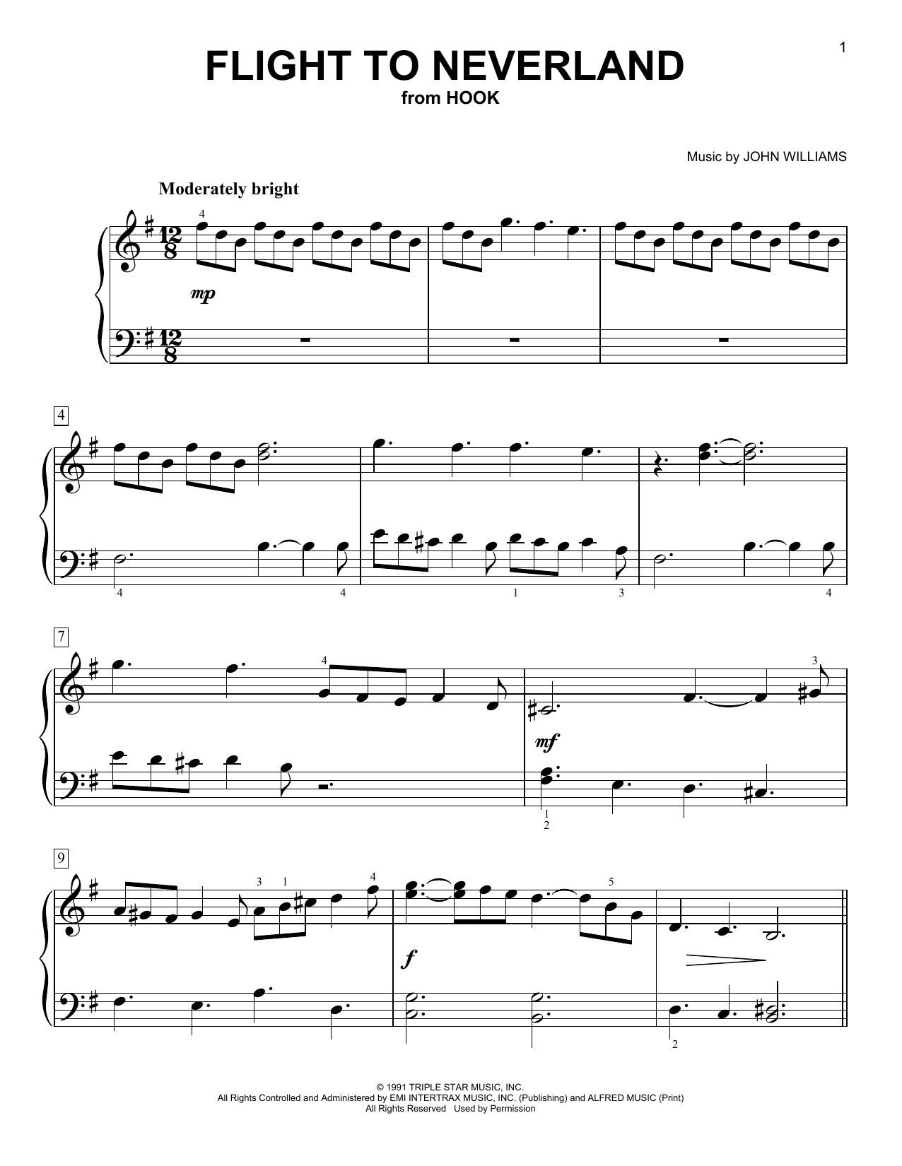 Flight To Neverland (from Hook) (Easy Piano) von John Williams