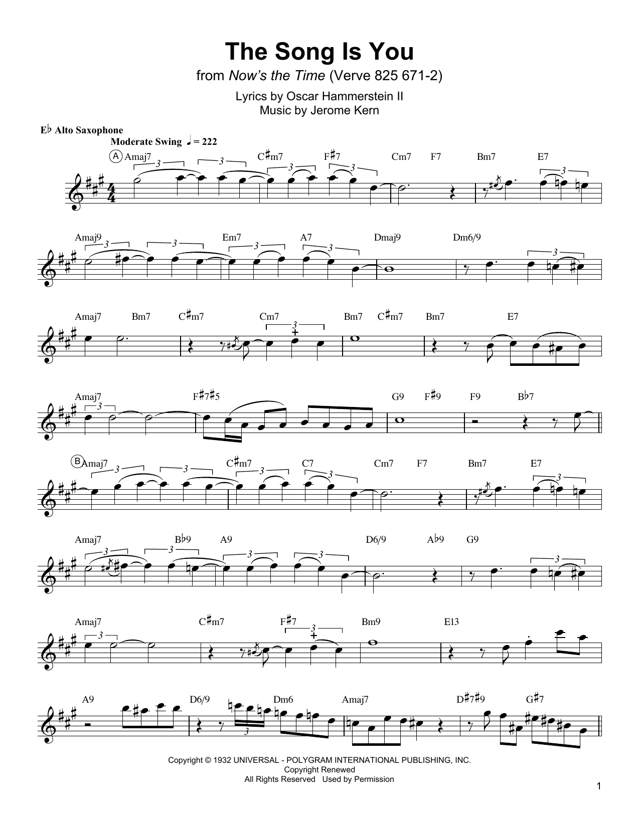 The Song Is You (Alto Sax Transcription) von Charlie Parker