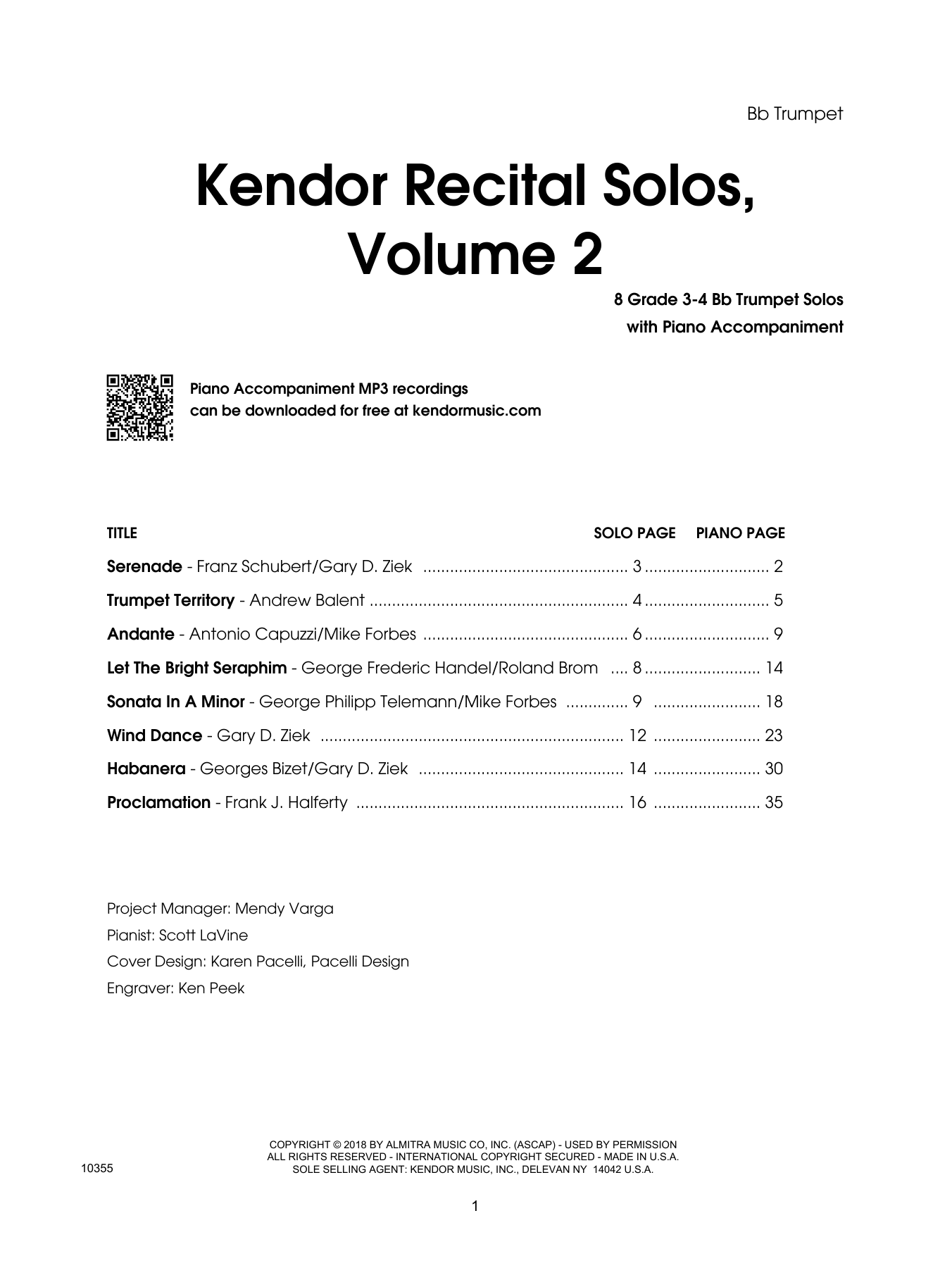 Kendor Recital Solos, Volume 2 - Bb Trumpet - Bb Trumpet (Brass Solo) von Various