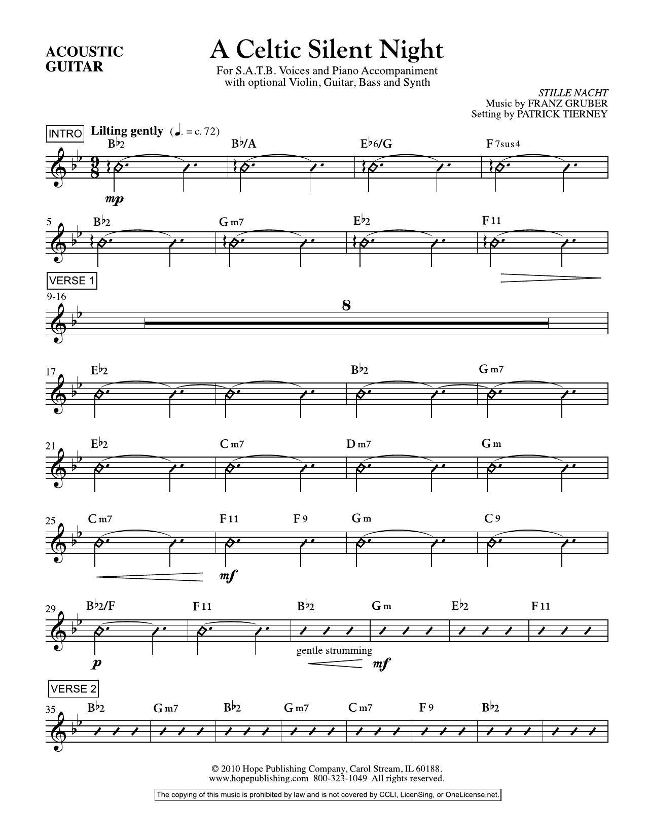 A Celtic Silent Night - Acoustic Guitar (Choir Instrumental Pak) von Franz Gruber