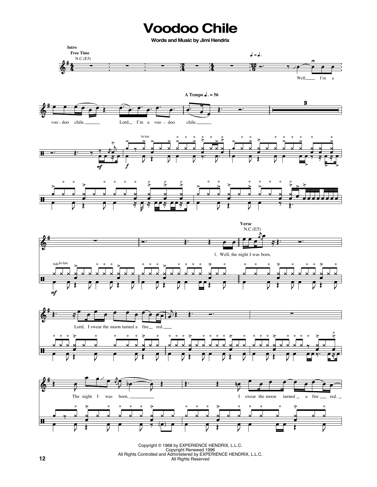 Voodoo Chile (Drums Transcription) von Jimi Hendrix