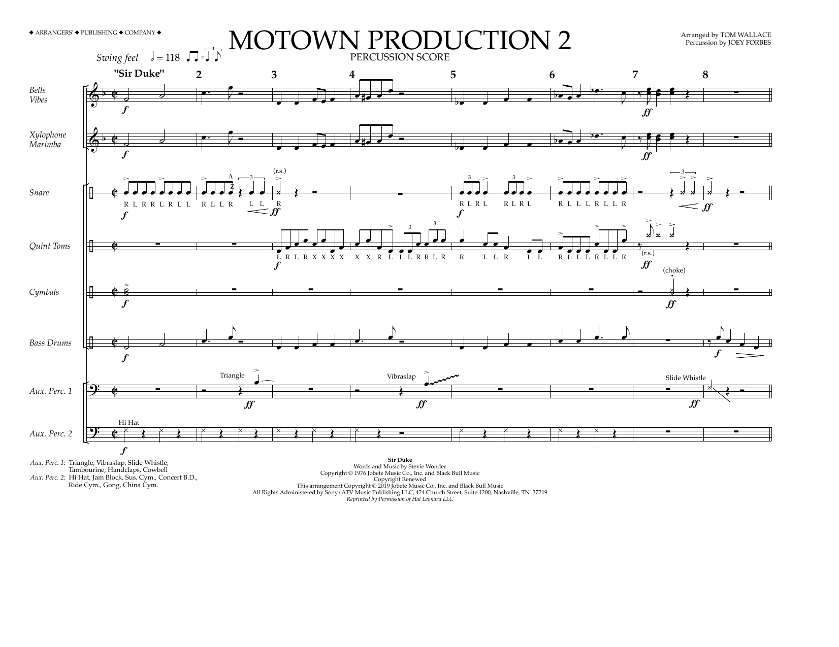 Motown Production 2 (arr. Tom Wallace) - Percussion Score (Marching Band) von Stevie Wonder