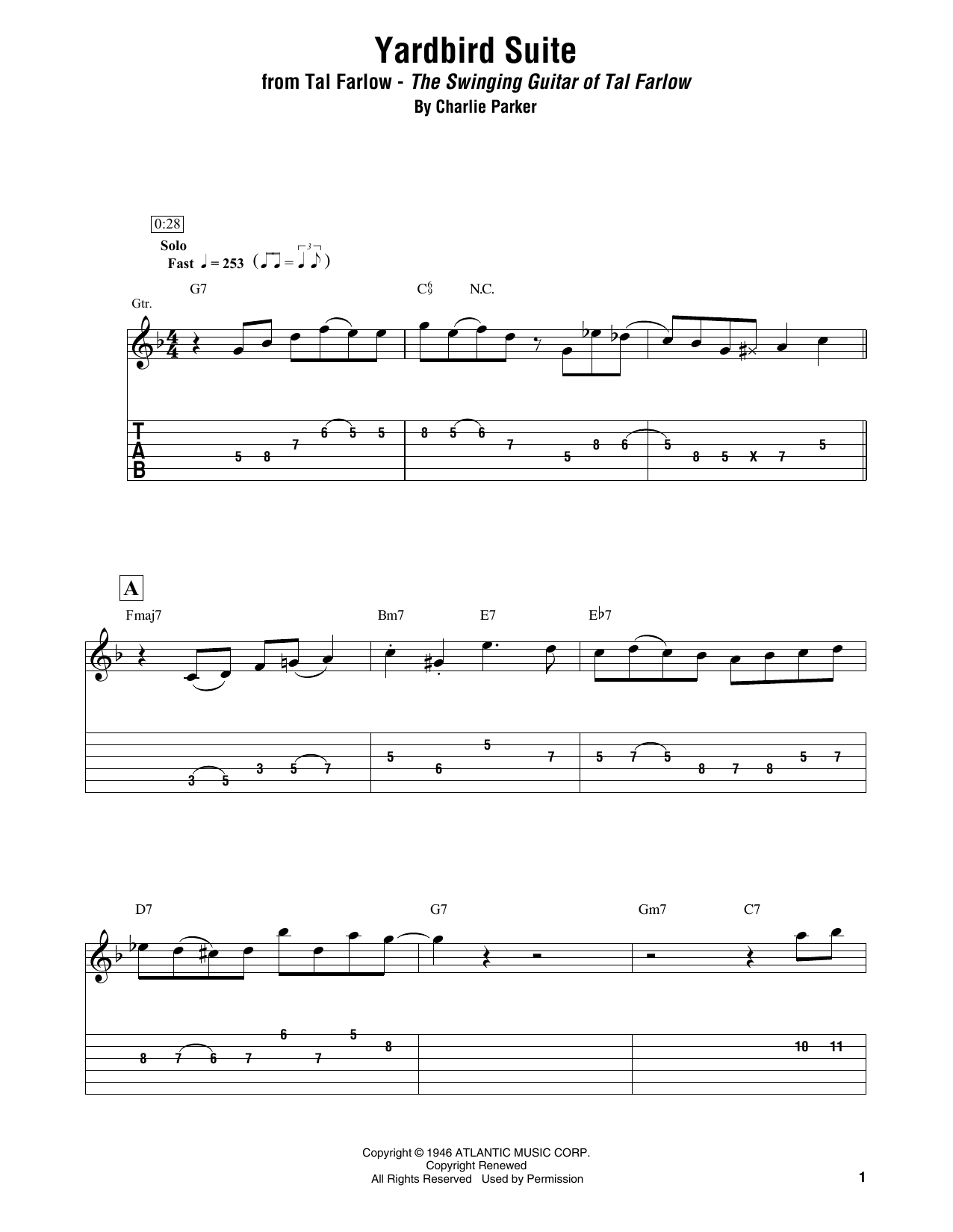 Yardbird Suite (Electric Guitar Transcription) von Tal Farlow