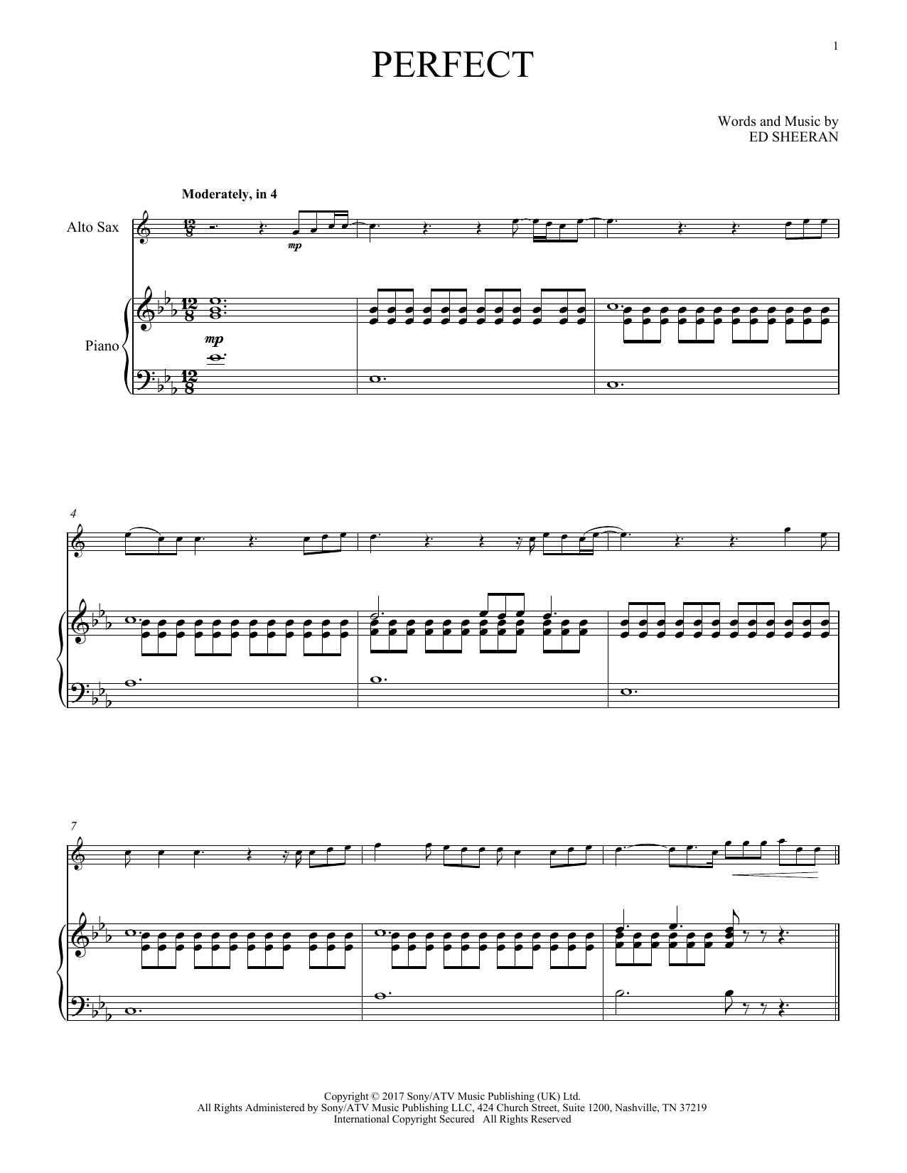 Perfect (Alto Sax and Piano) von Ed Sheeran