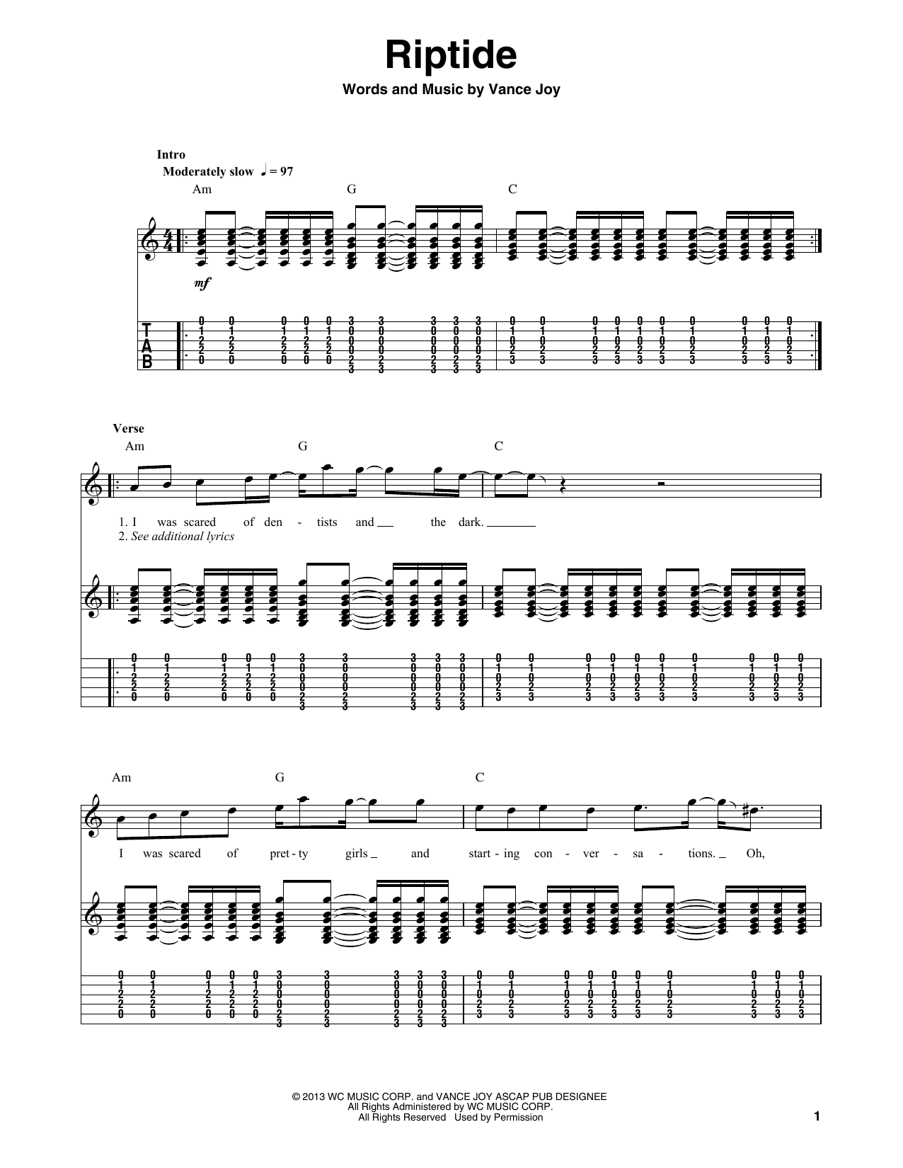 Riptide (Guitar Tab (Single Guitar)) von Vance Joy